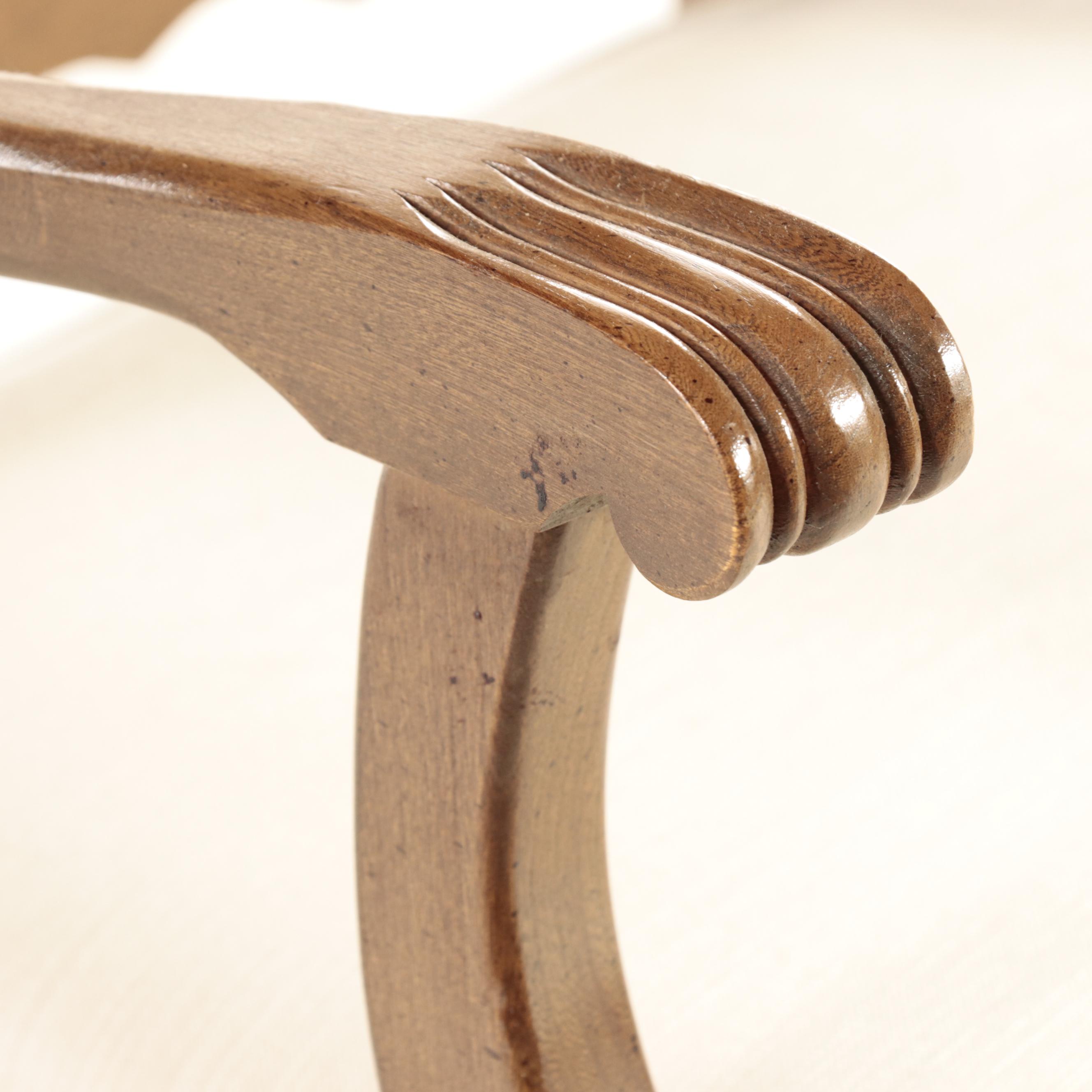 Four-Piece Blowing Rock Chair Co. French Provincial Style Pecan Dining Chairs