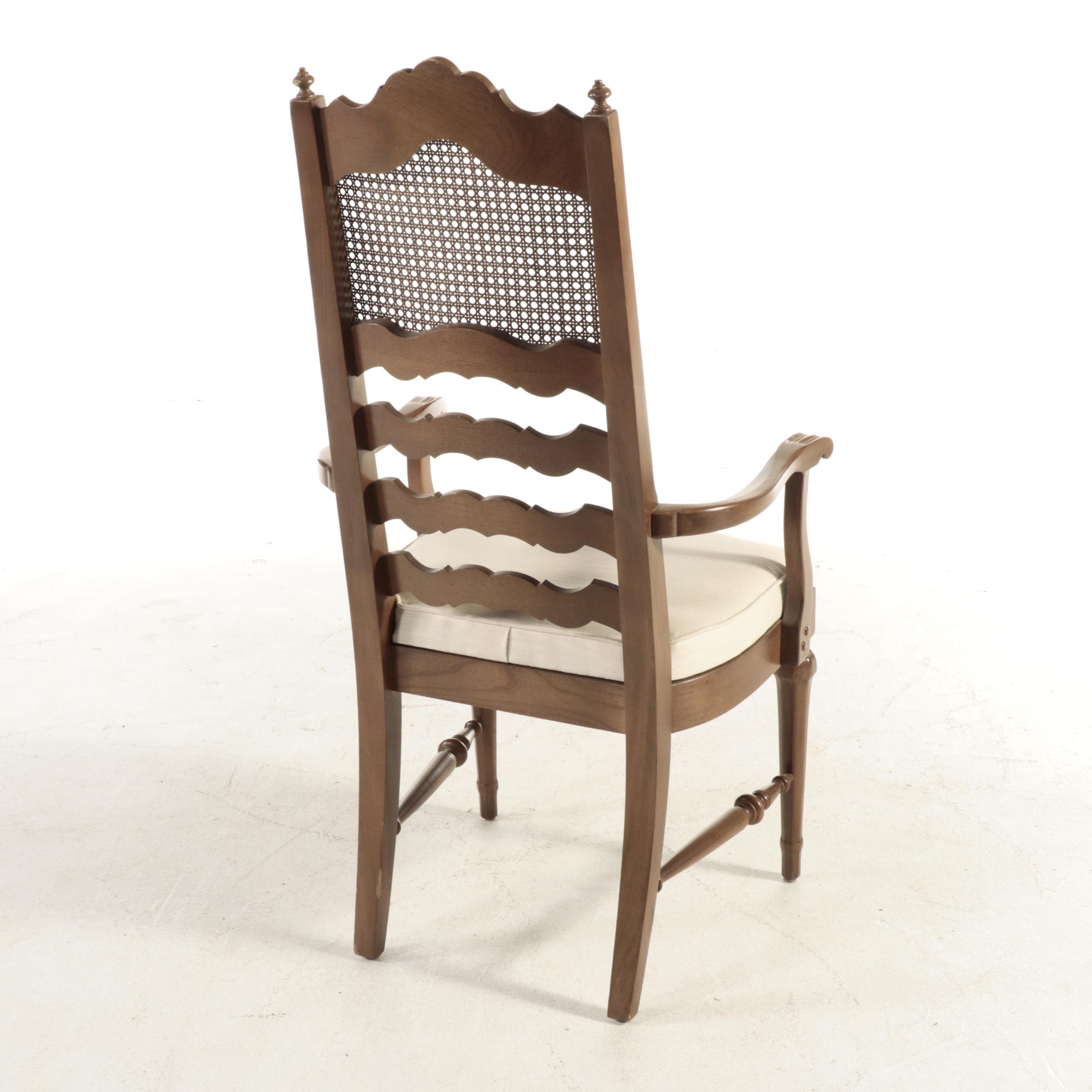 Four-Piece Blowing Rock Chair Co. French Provincial Style Pecan Dining Chairs
