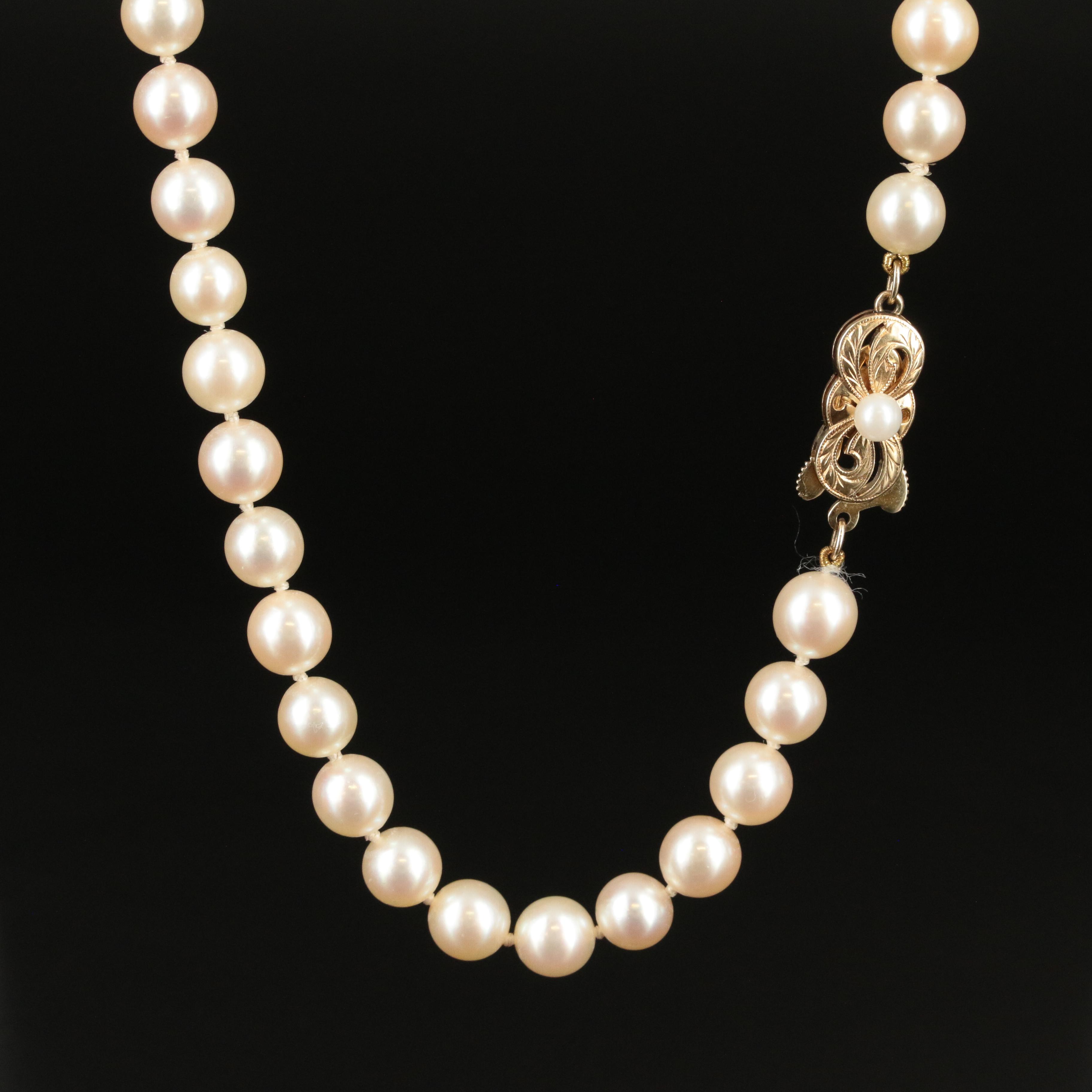 Mikimoto Pearl Necklace with 14K Clasp