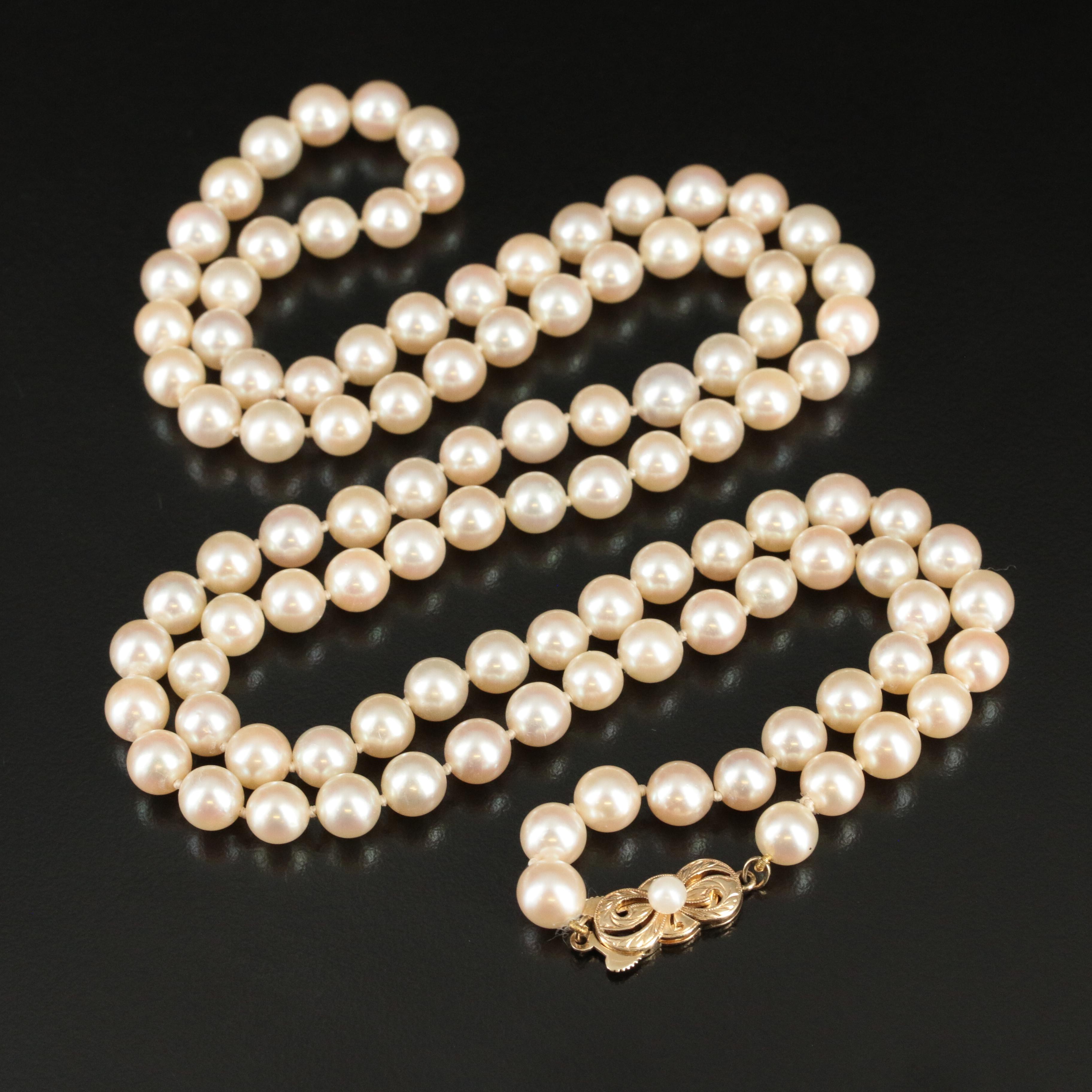 Mikimoto Pearl Necklace with 14K Clasp