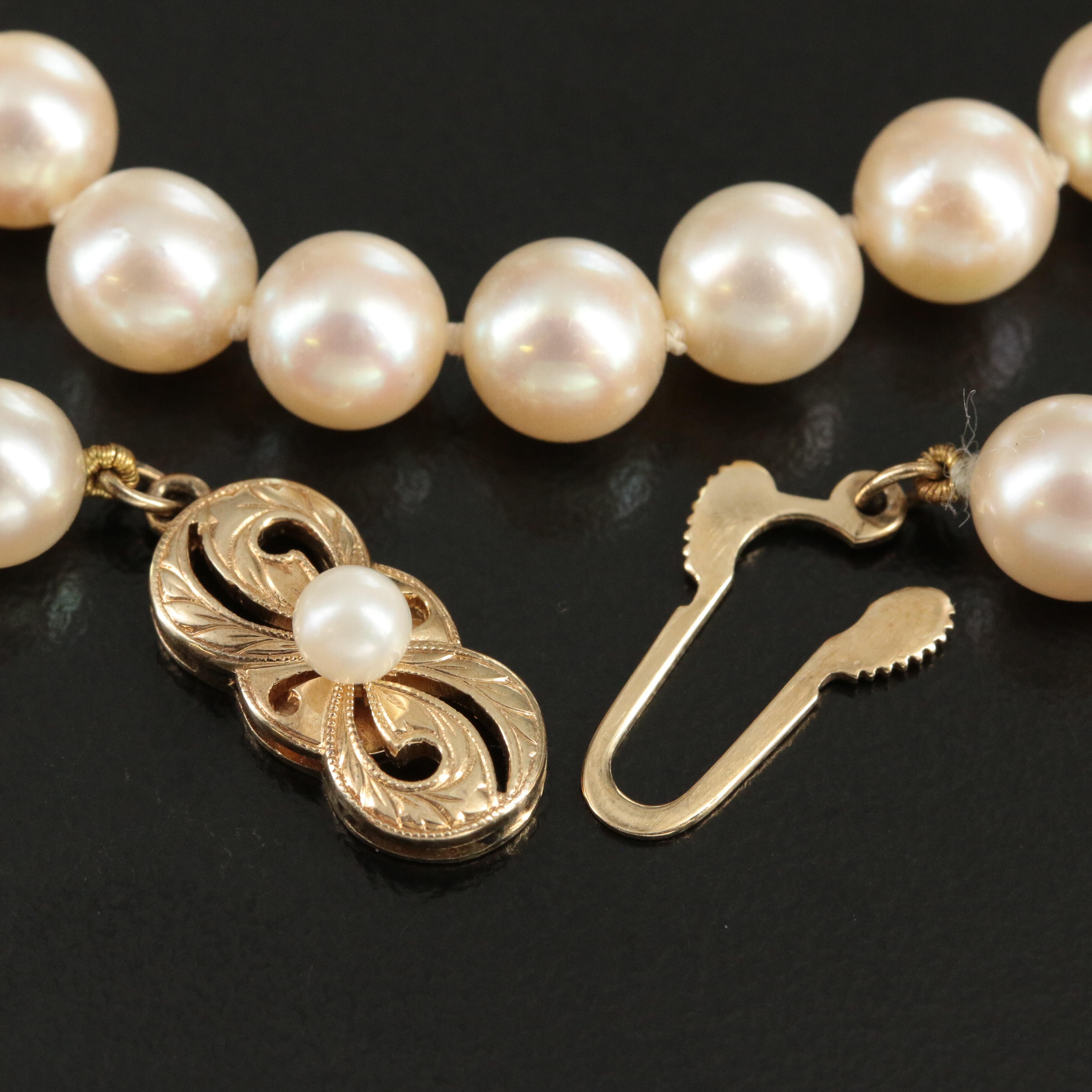 Mikimoto Pearl Necklace with 14K Clasp