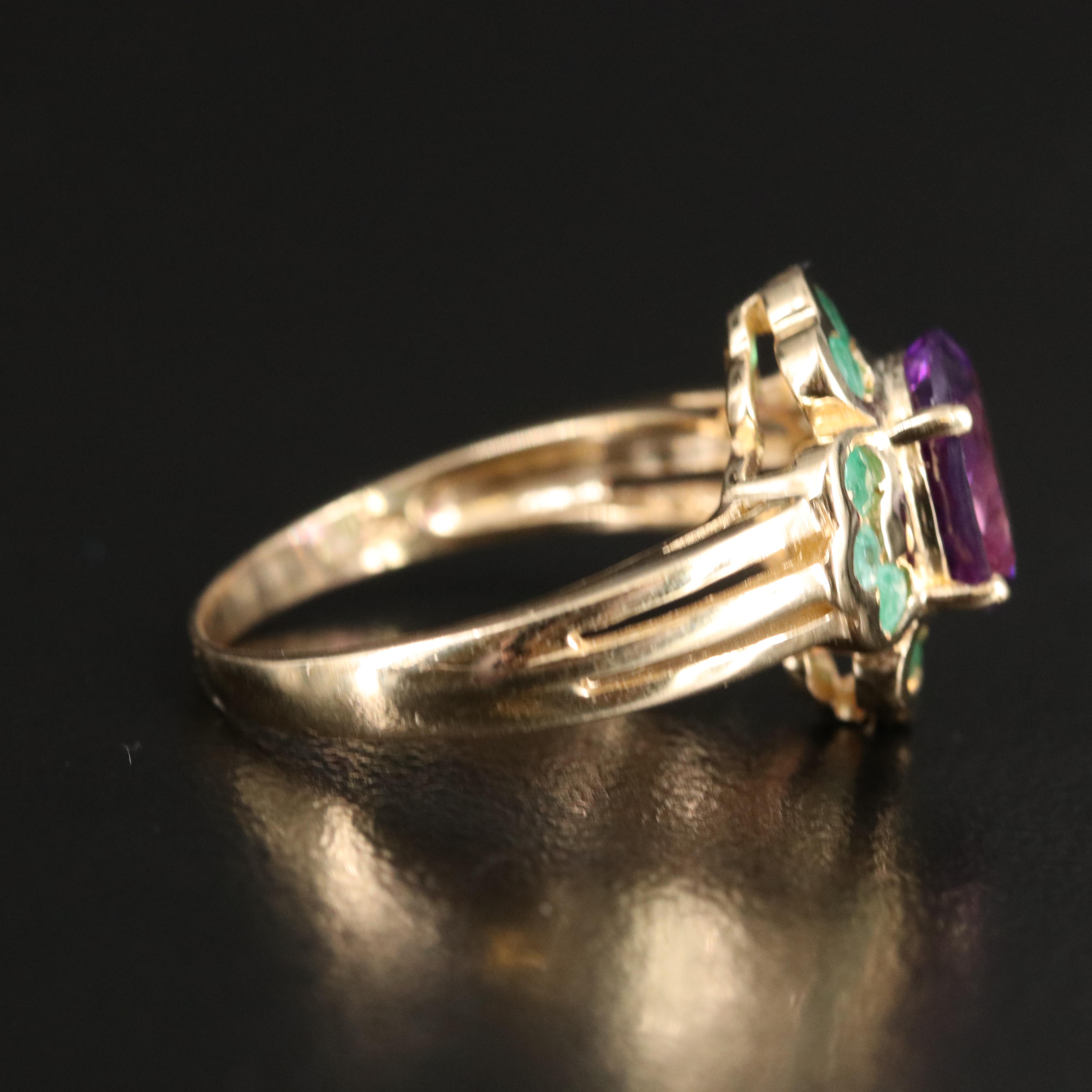 14K Amethyst and Emerald Ring