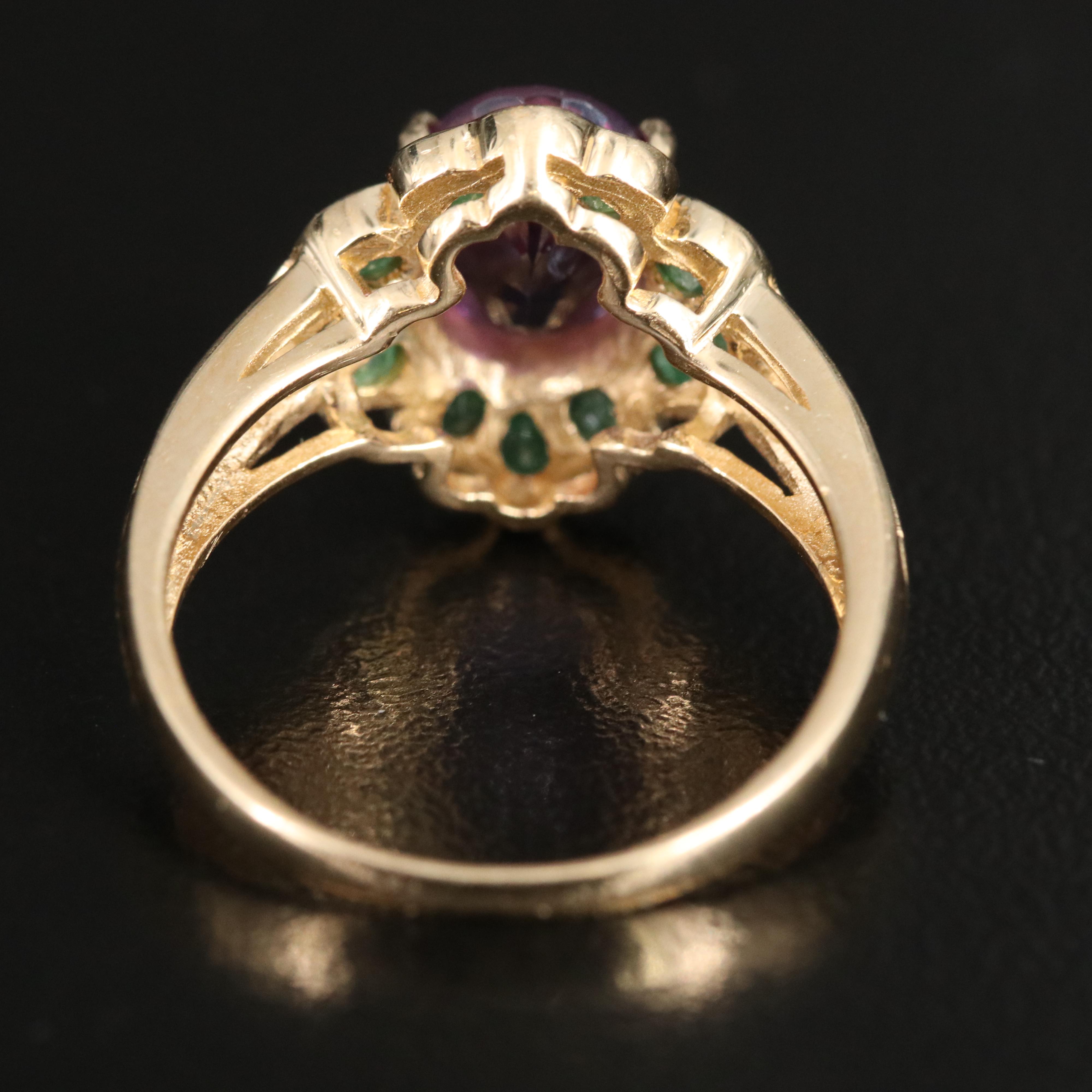 14K Amethyst and Emerald Ring