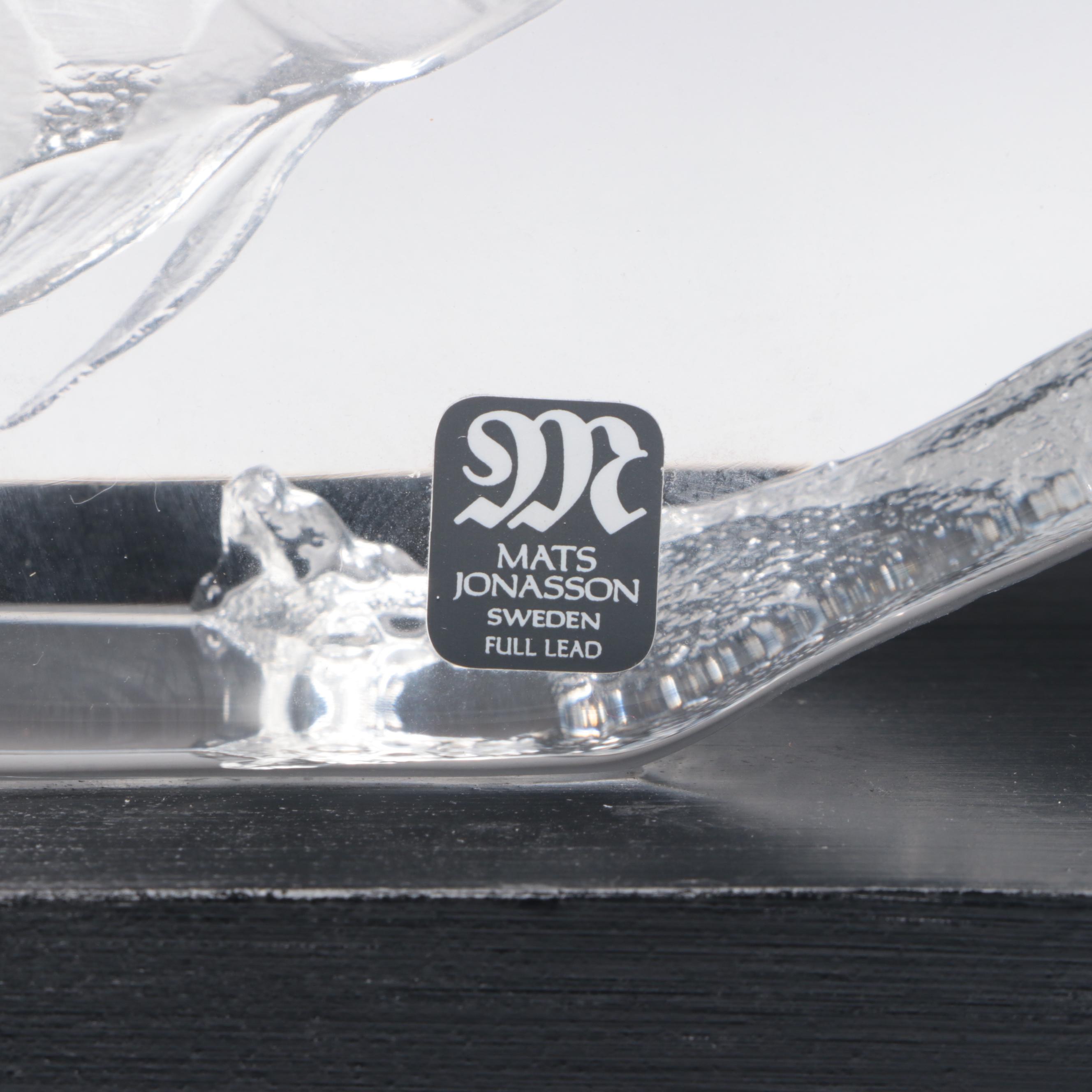 Mats Jonasson Glass Block Angel Fish and Other Aquatic Glass Figurines