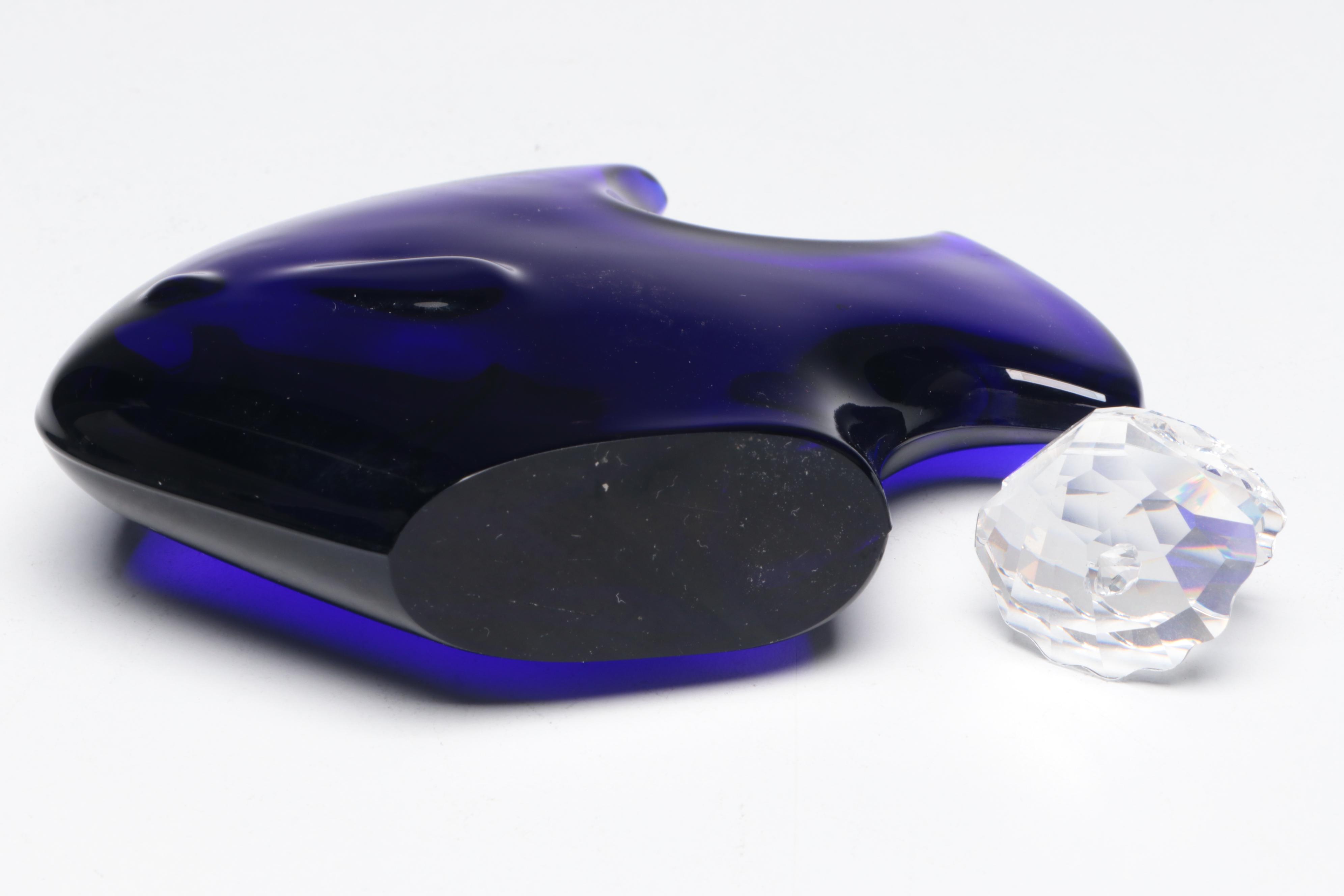 Mats Jonasson Glass Block Angel Fish and Other Aquatic Glass Figurines