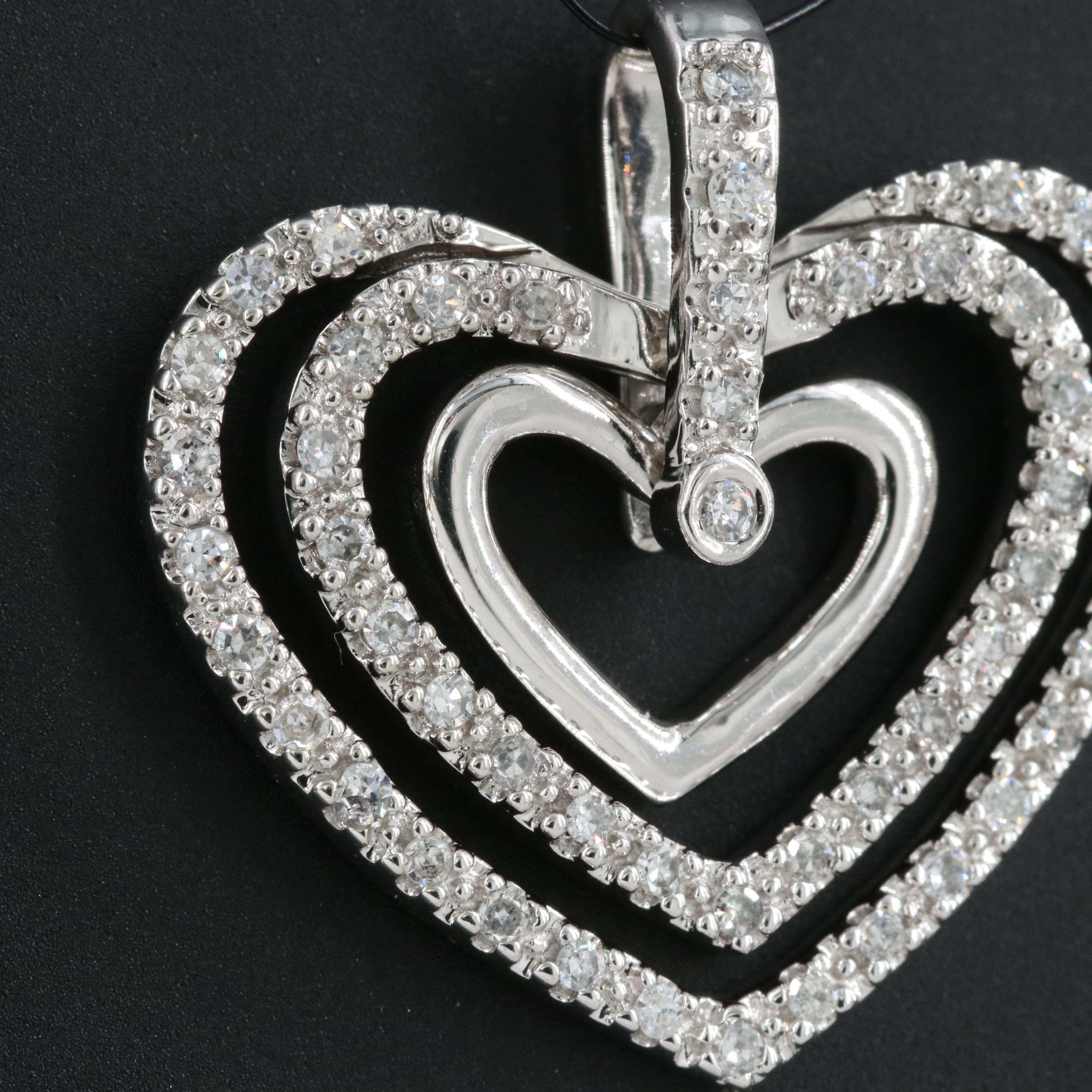 14K 0.25 CTW Diamond Concentric Heart Pendant