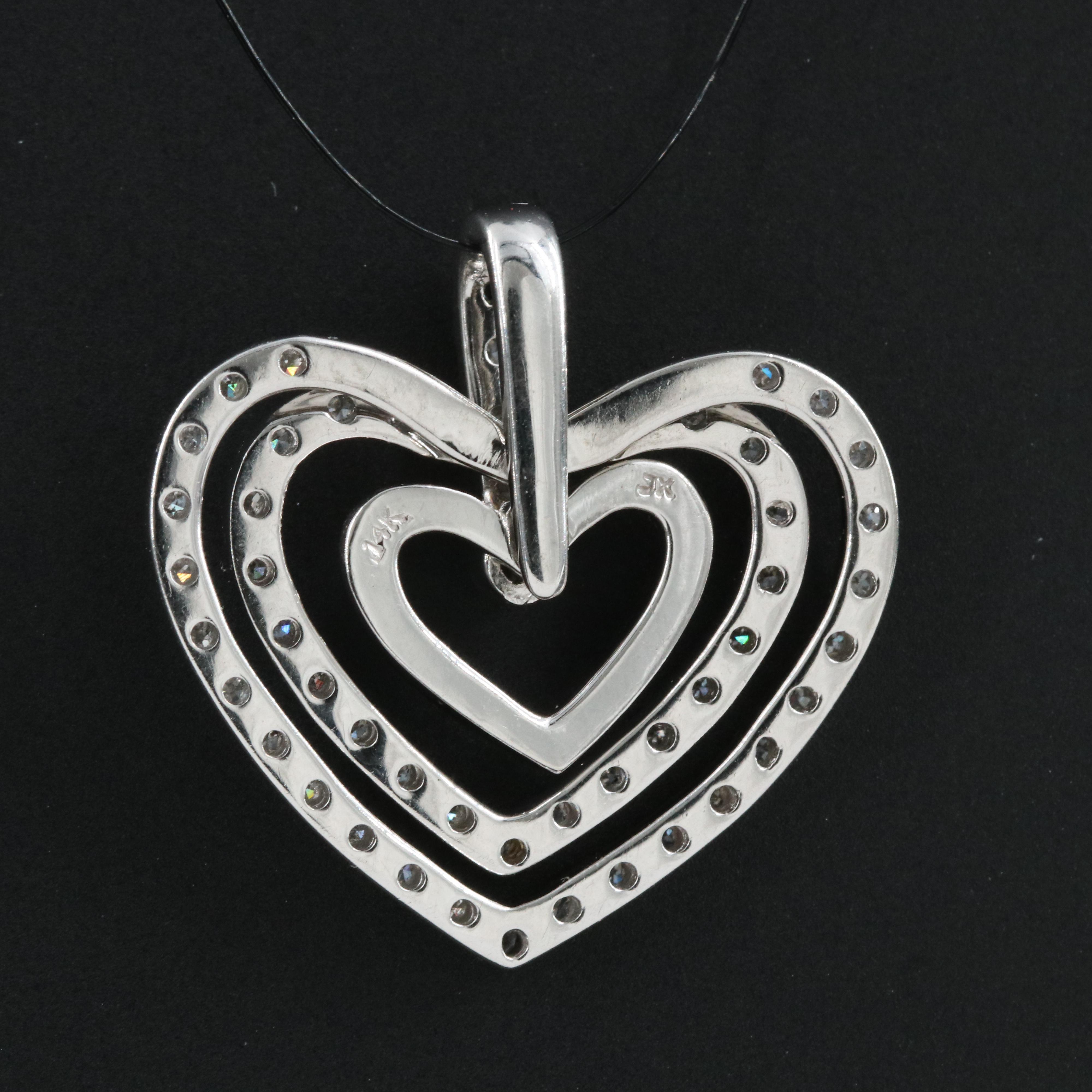 14K 0.25 CTW Diamond Concentric Heart Pendant