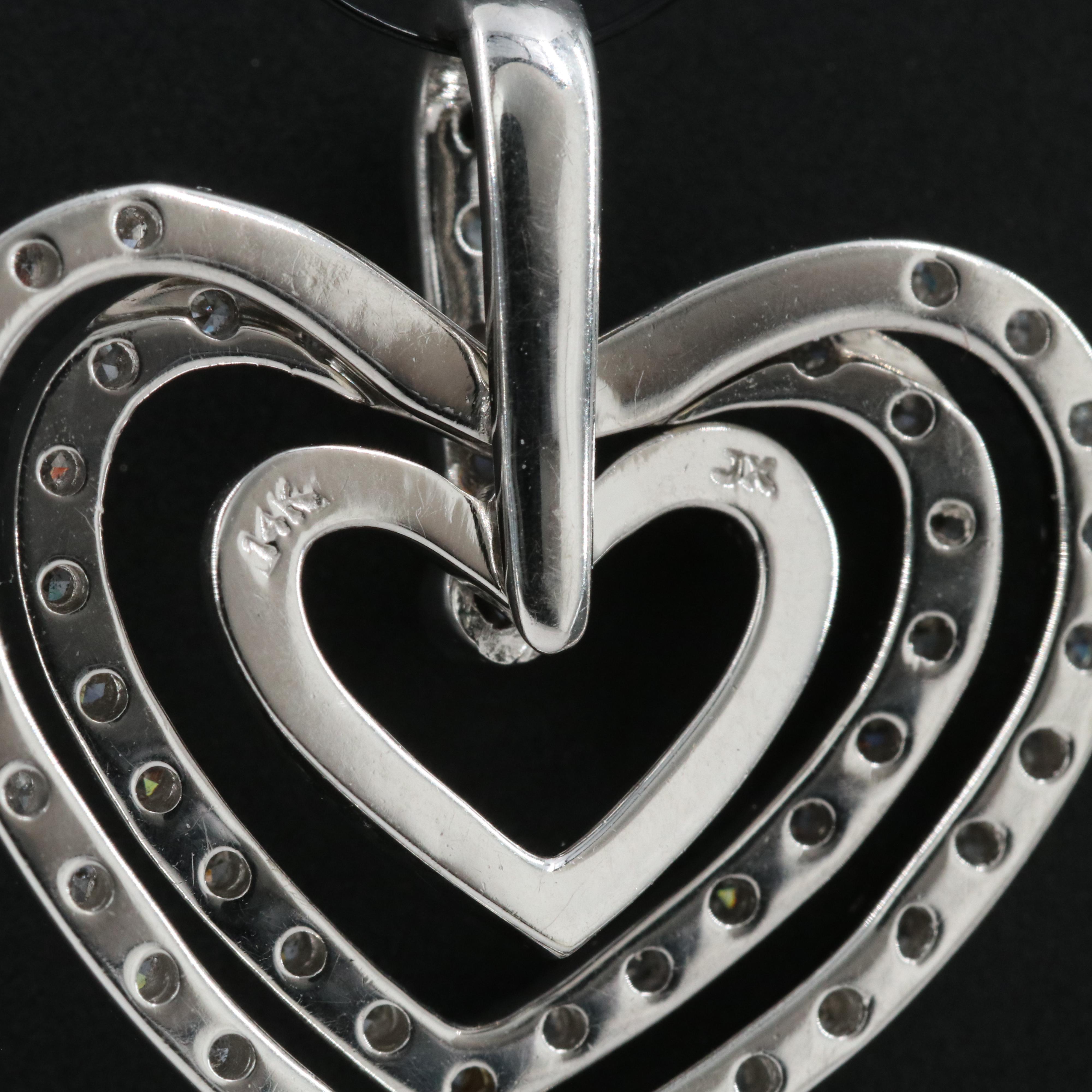 14K 0.25 CTW Diamond Concentric Heart Pendant