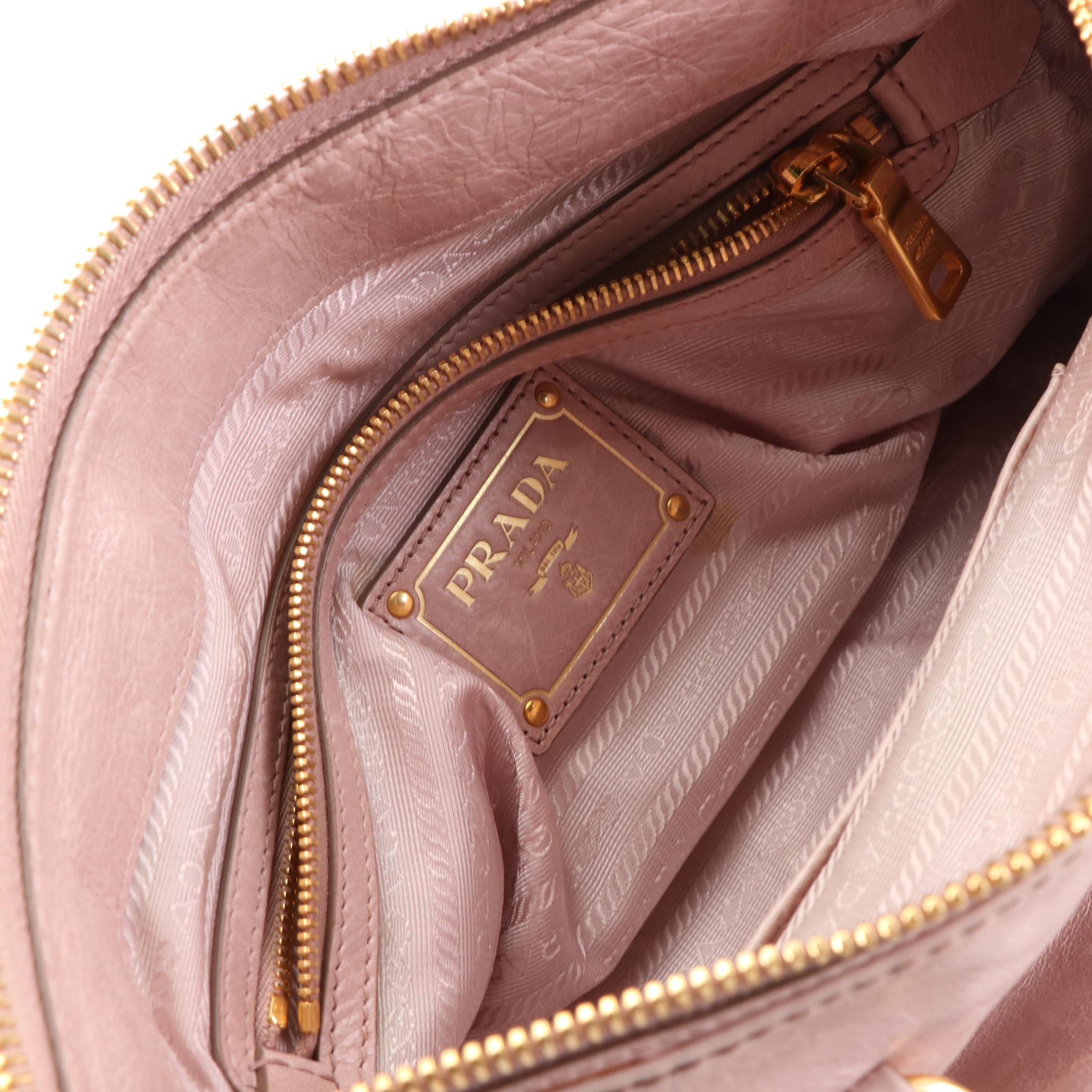 Prada Two-Way Tote Bag in Blush Pink Vitello Shine Leather