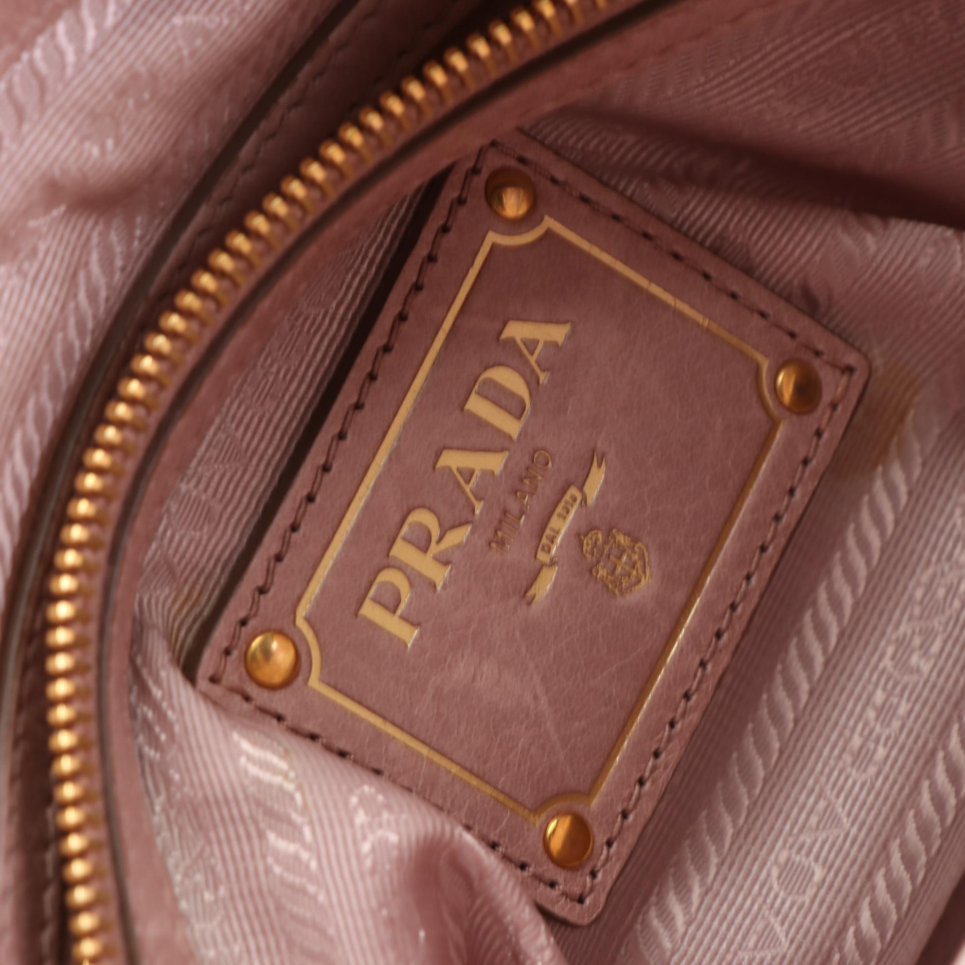 Prada Two-Way Tote Bag in Blush Pink Vitello Shine Leather