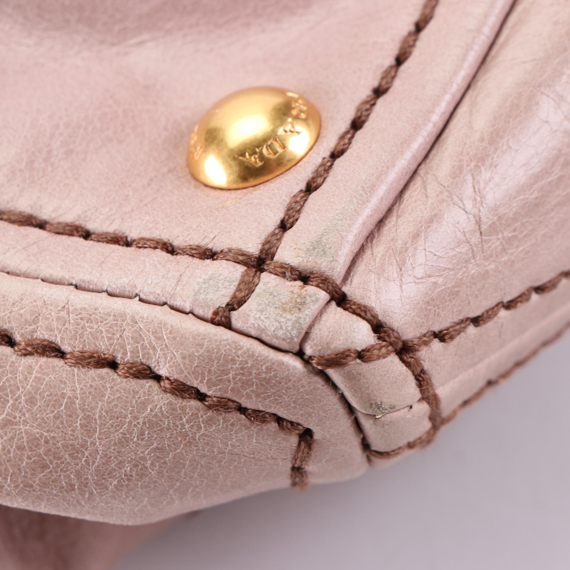 Prada Two-Way Tote Bag in Blush Pink Vitello Shine Leather