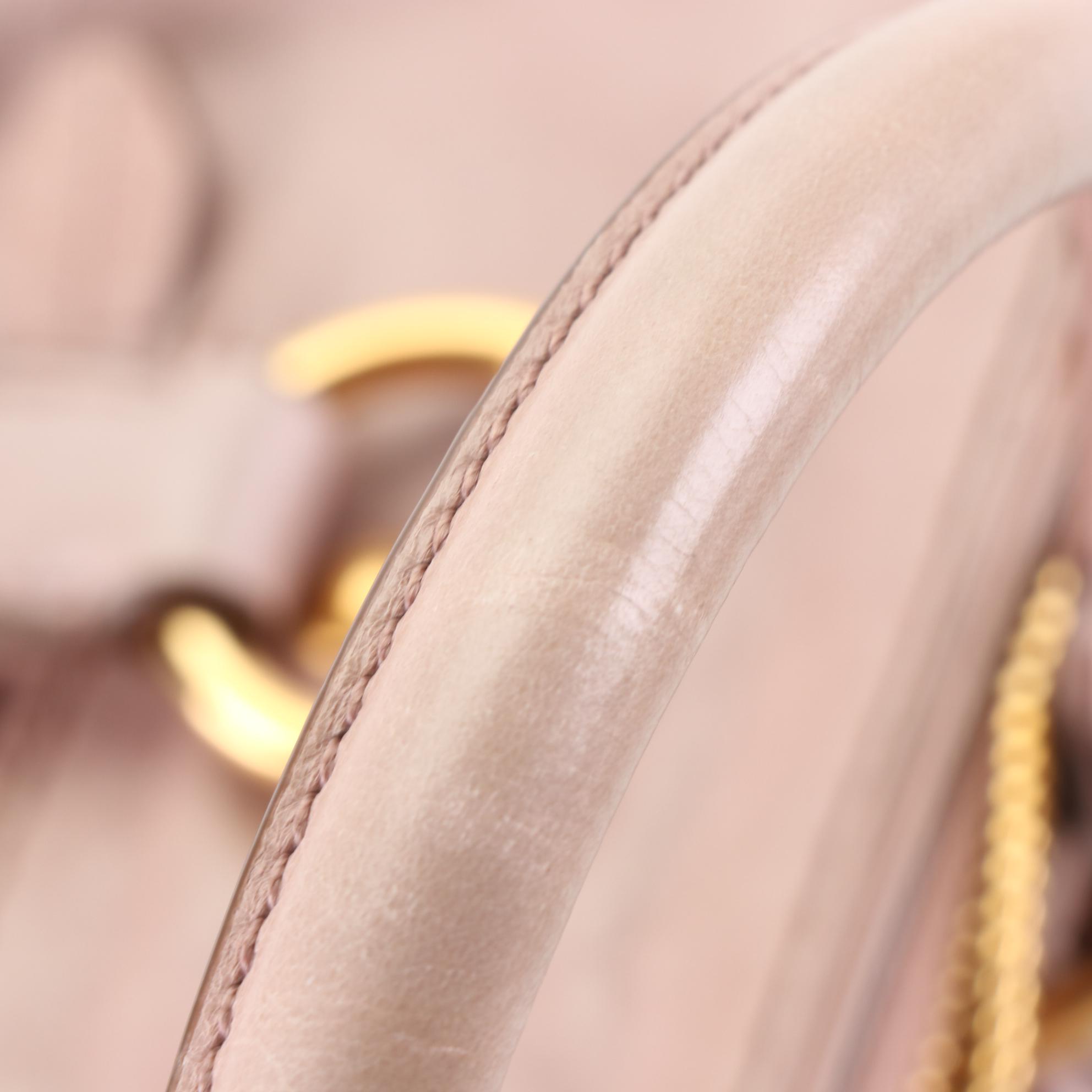 Prada Two-Way Tote Bag in Blush Pink Vitello Shine Leather