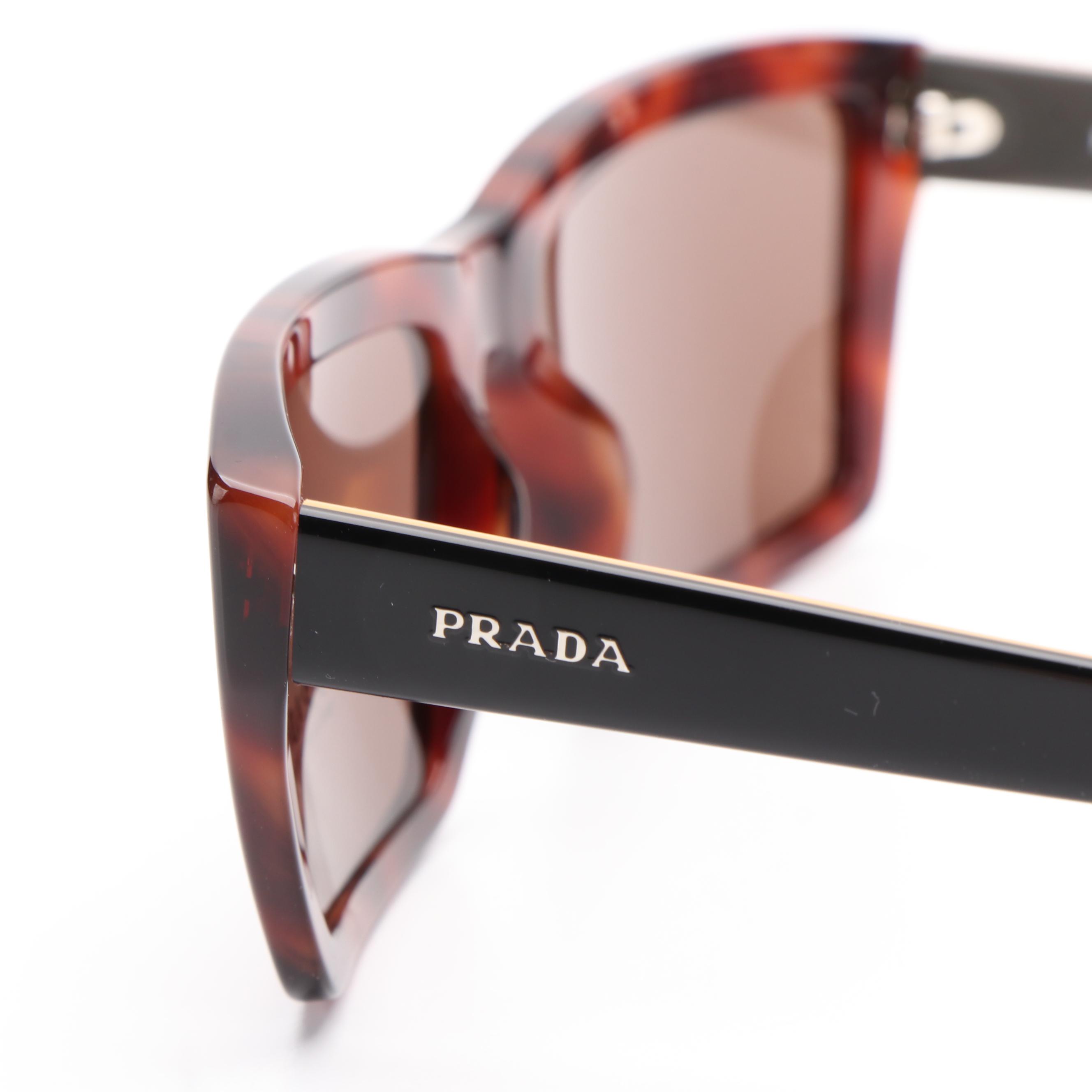 Prada PR04VS Rectangular Havana Brown Sunglasses With Case