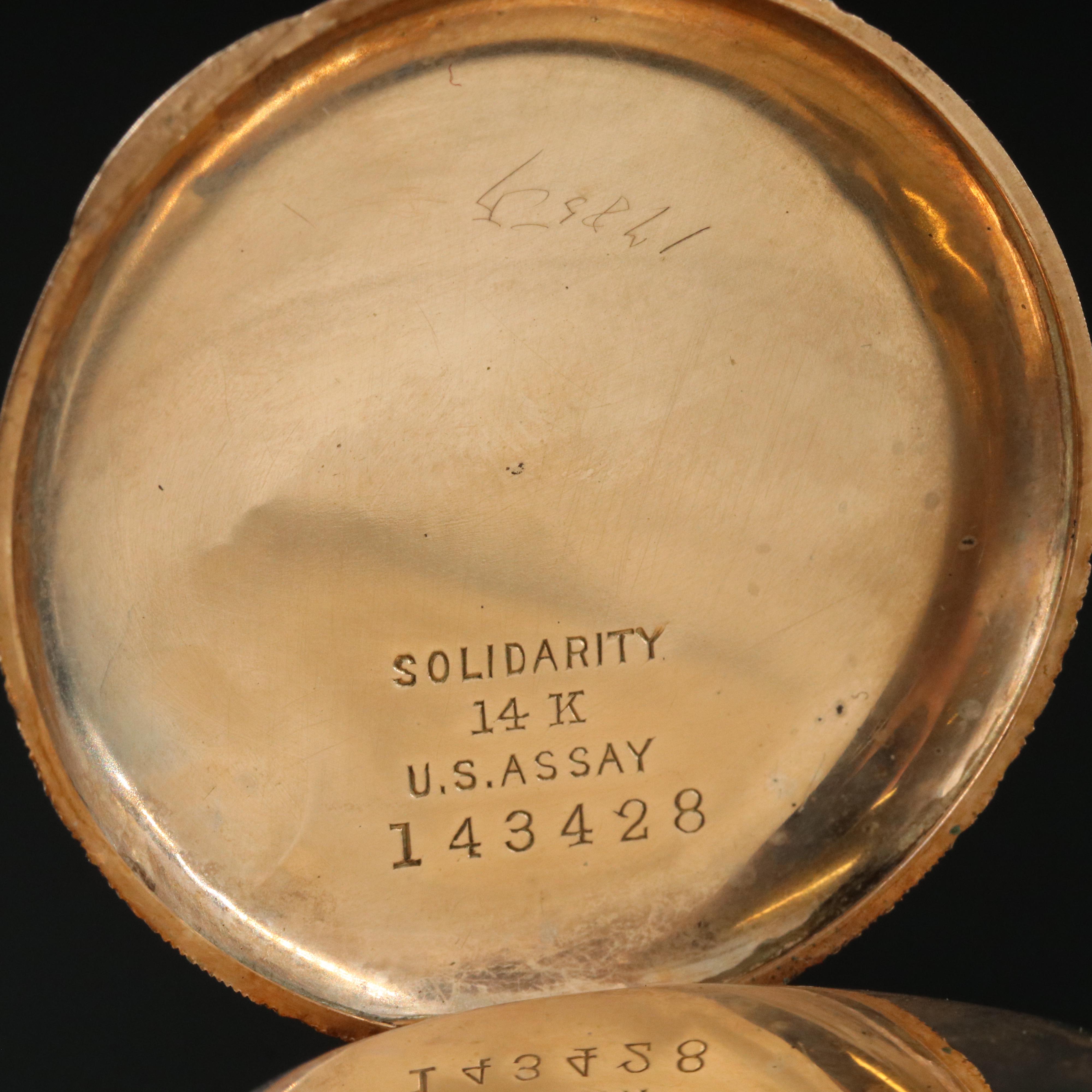 1905 14K Elgin Hunting Case Pocket Watch with Fob Chain