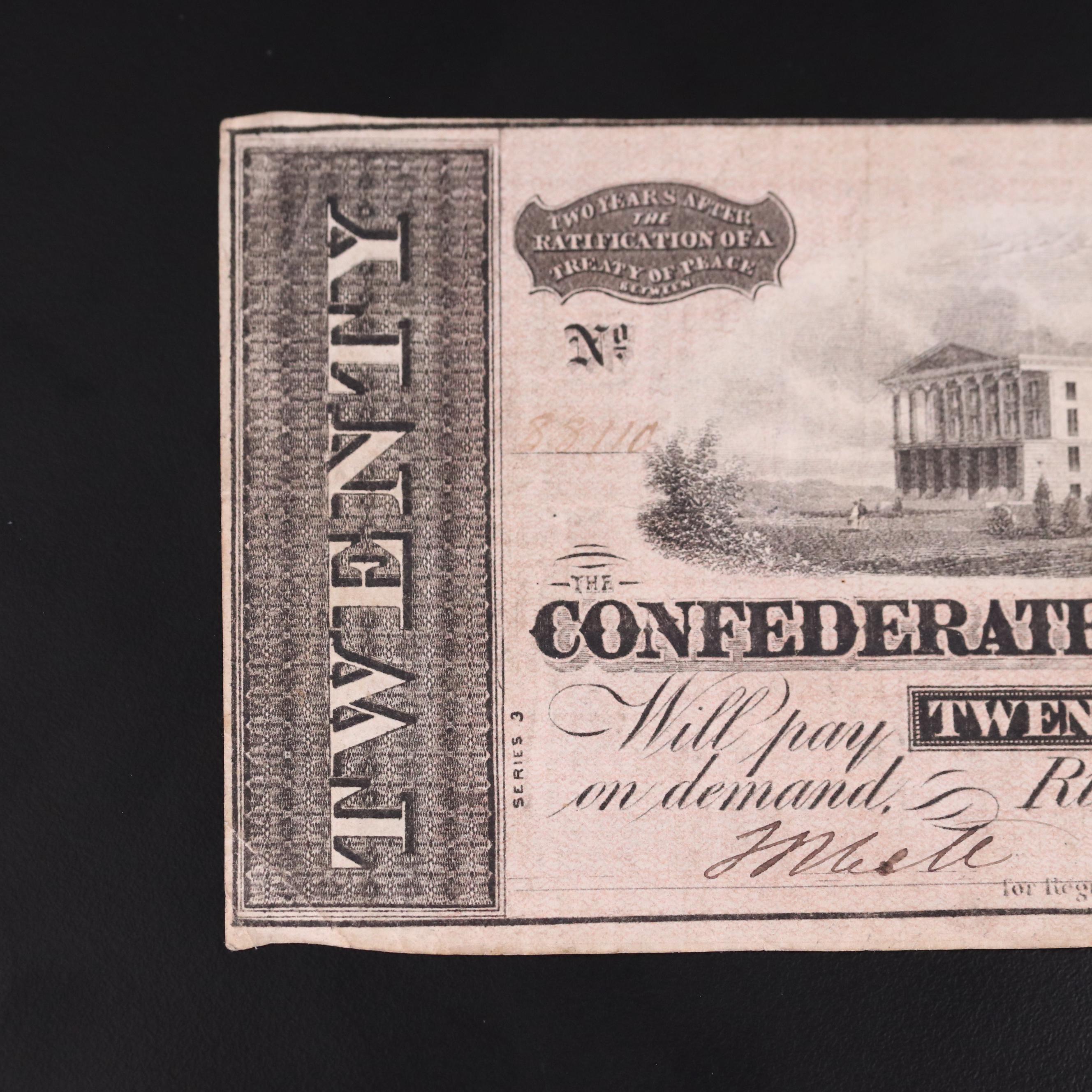 Two Obsolete Confederate States of America Banknotes