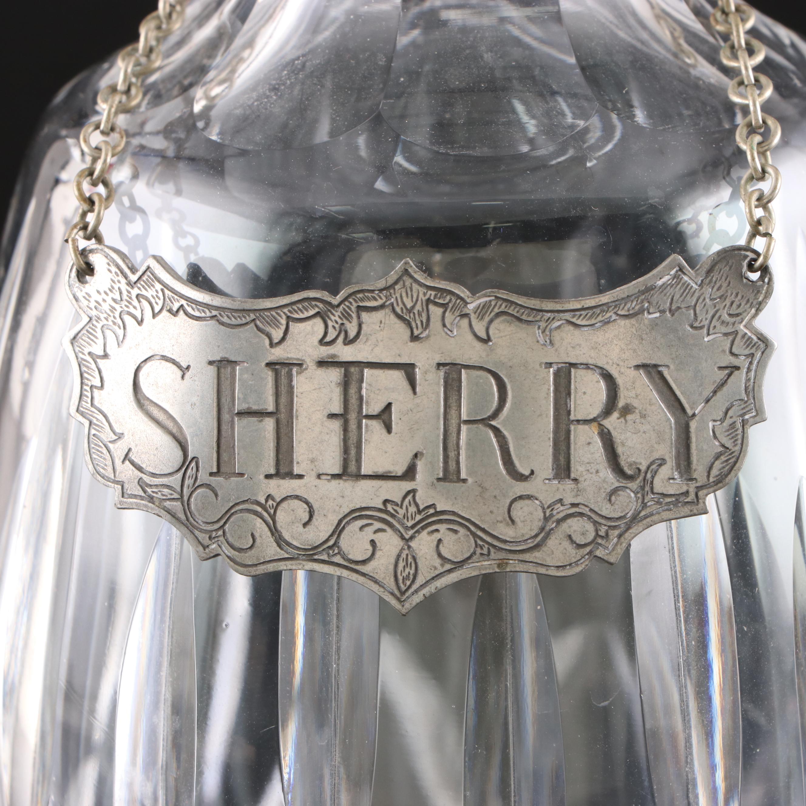 Waterford Crystal "Lismore" Decanter with Other Snifters and Bottle Tag