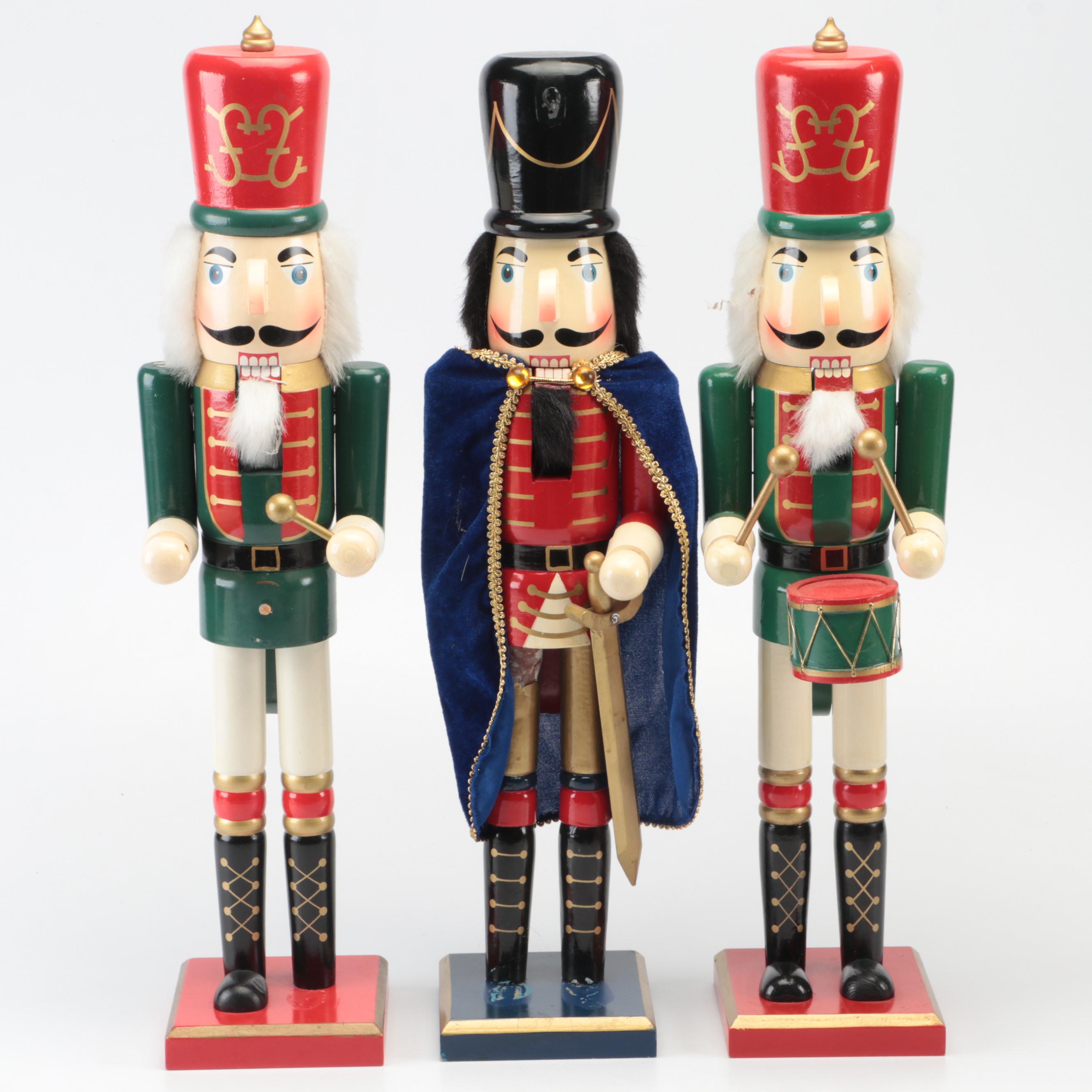 Polychrome Wood Christmas Nutcracker Figurines, Late 20th Century