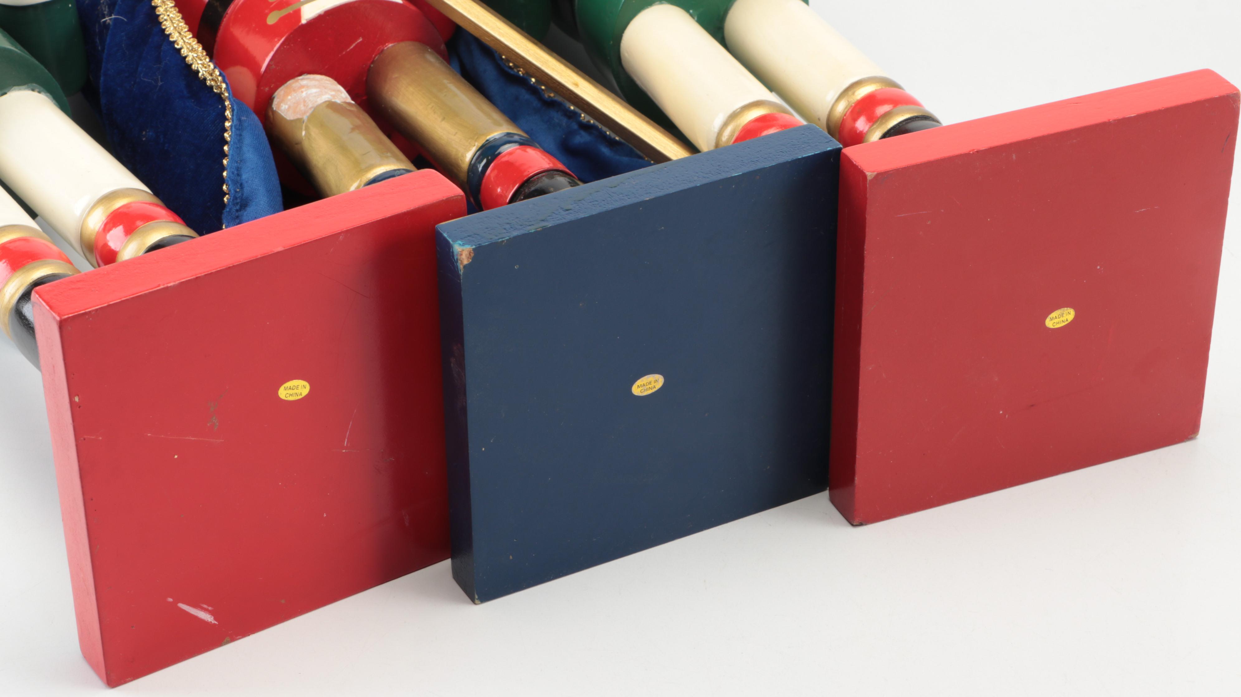 Polychrome Wood Christmas Nutcracker Figurines, Late 20th Century