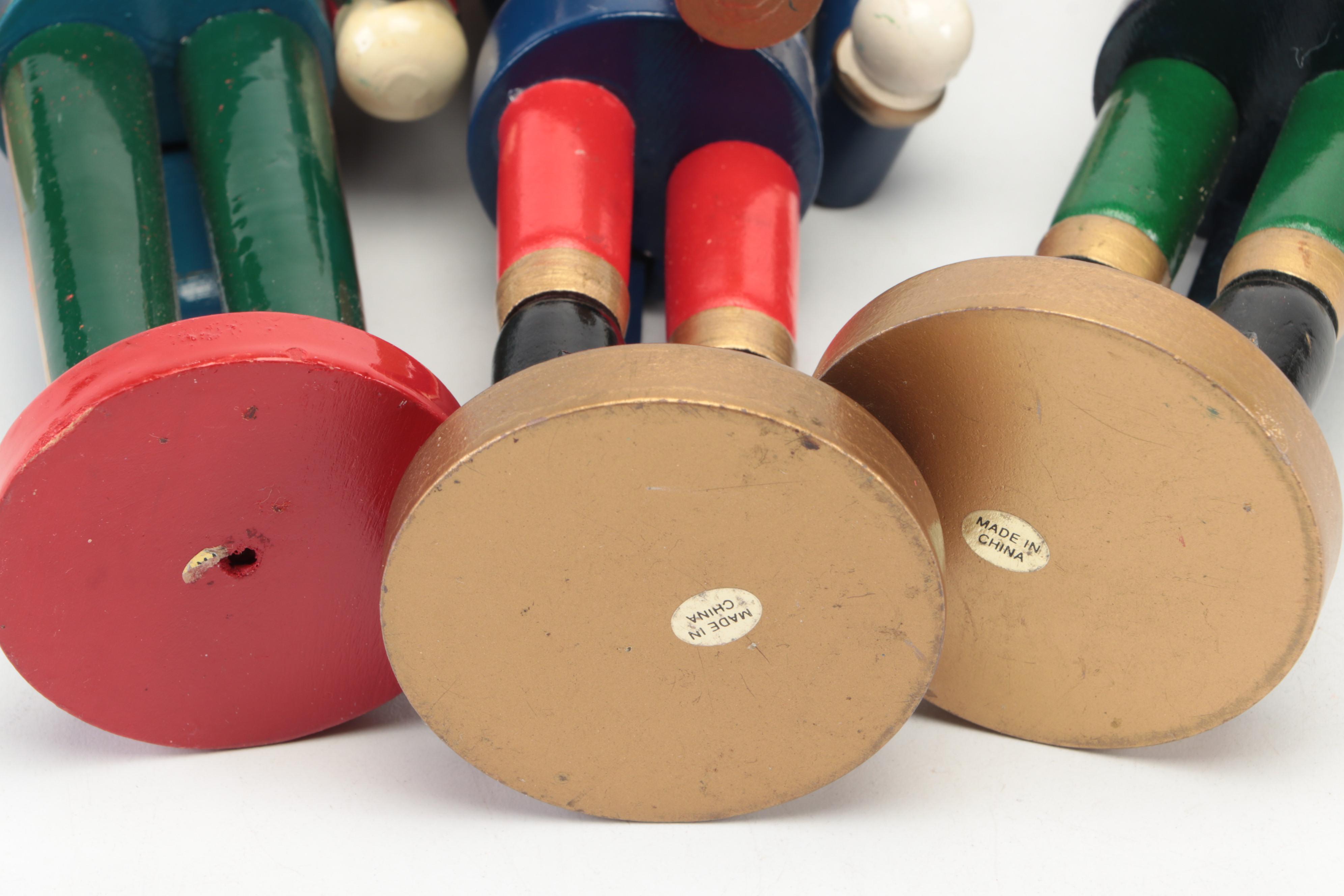 Polychrome Wood Christmas Nutcracker Figurines, Late 20th Century