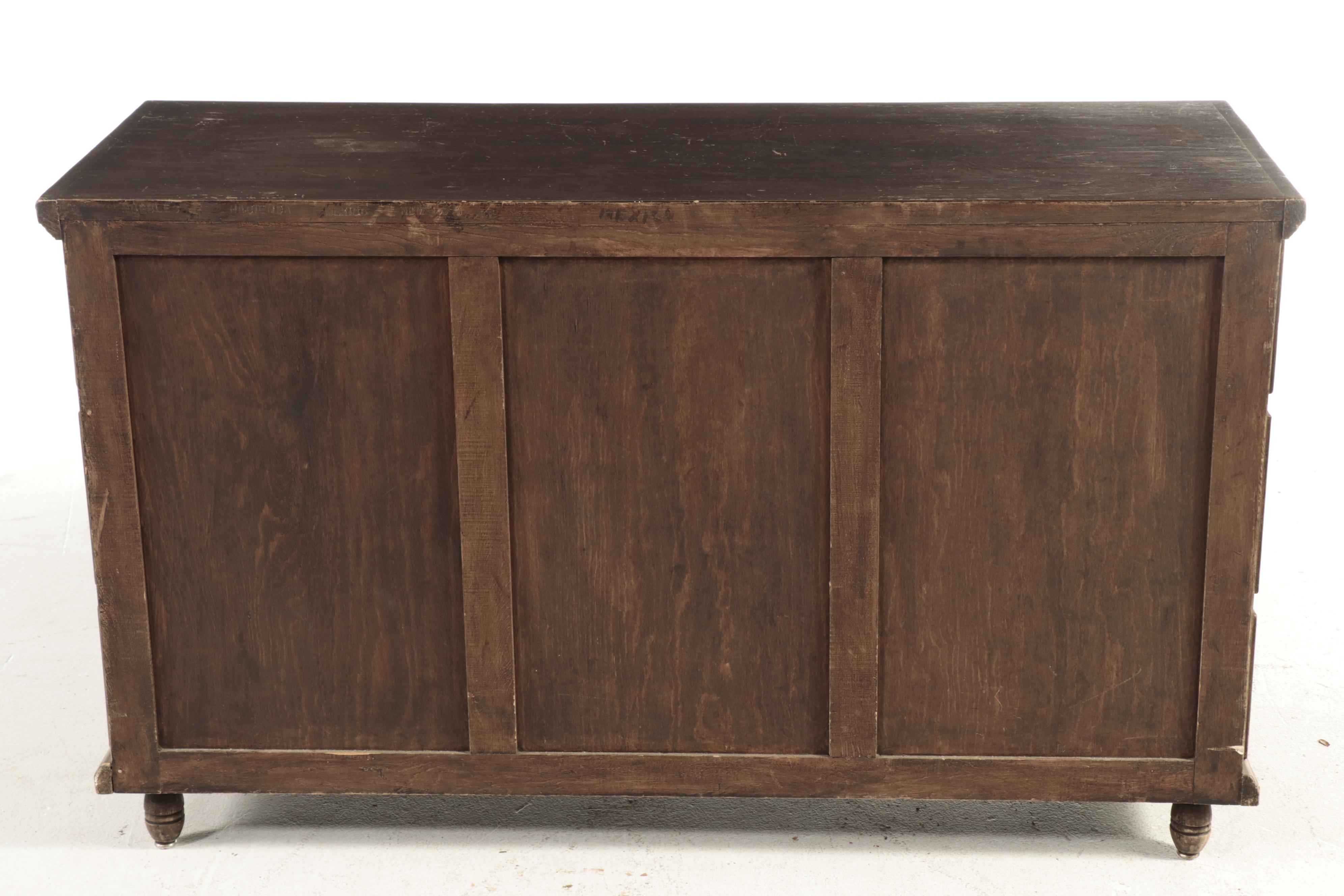 Mediterranean Style Wooden Credenza and End Table, Mid to Late 20th Century