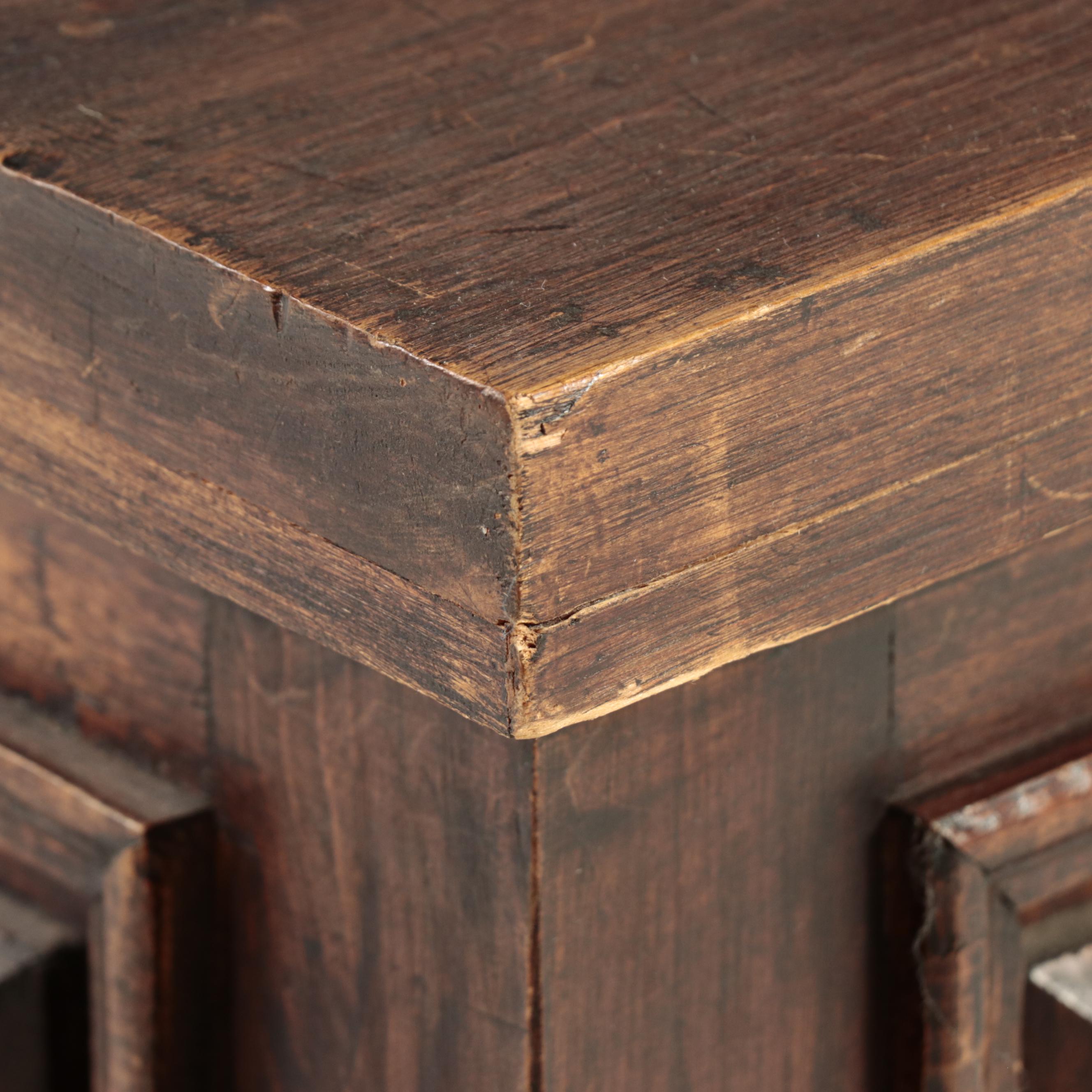 Mediterranean Style Wooden Credenza and End Table, Mid to Late 20th Century