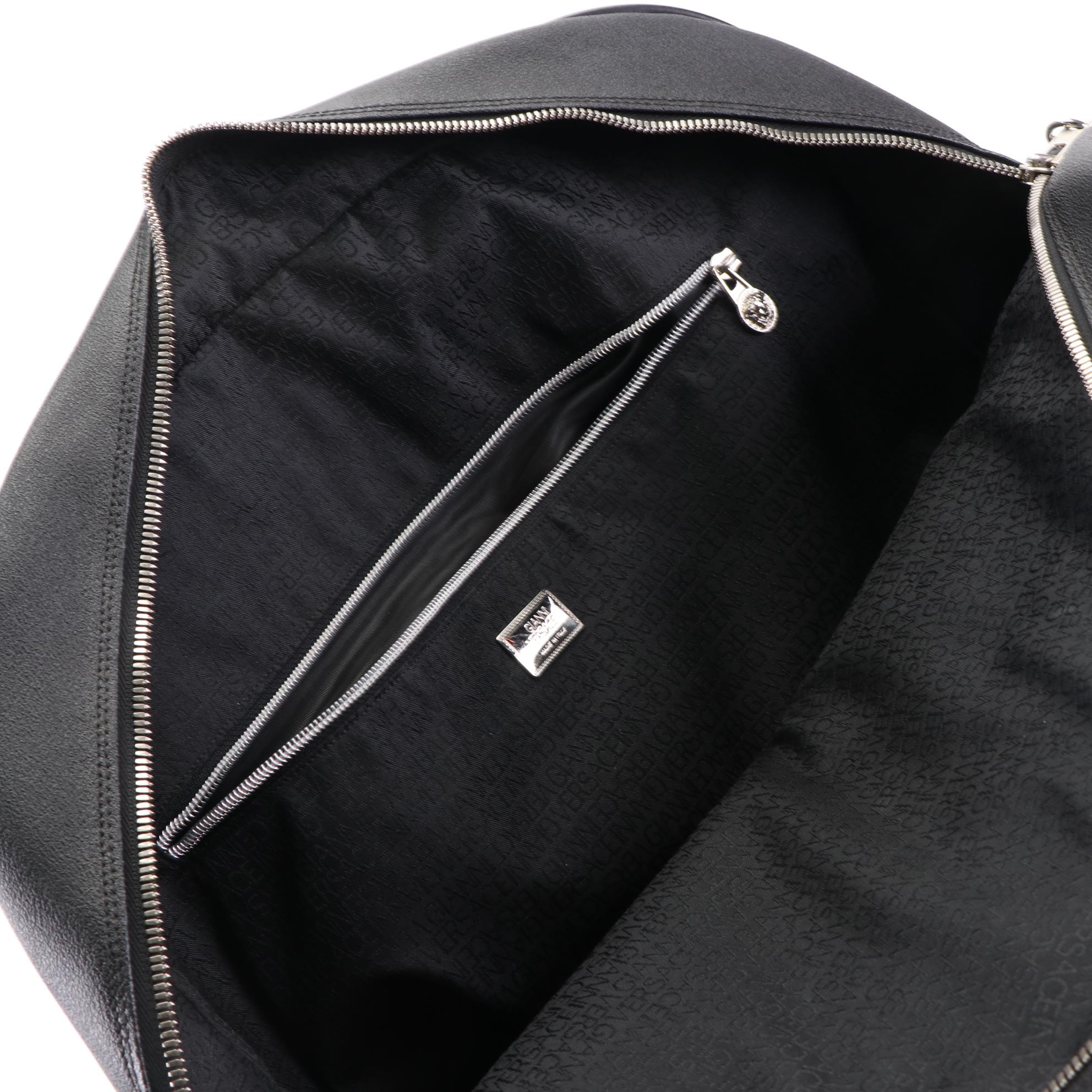 Gianni Versace Medusa Emblem Travel Bag in Black Leather