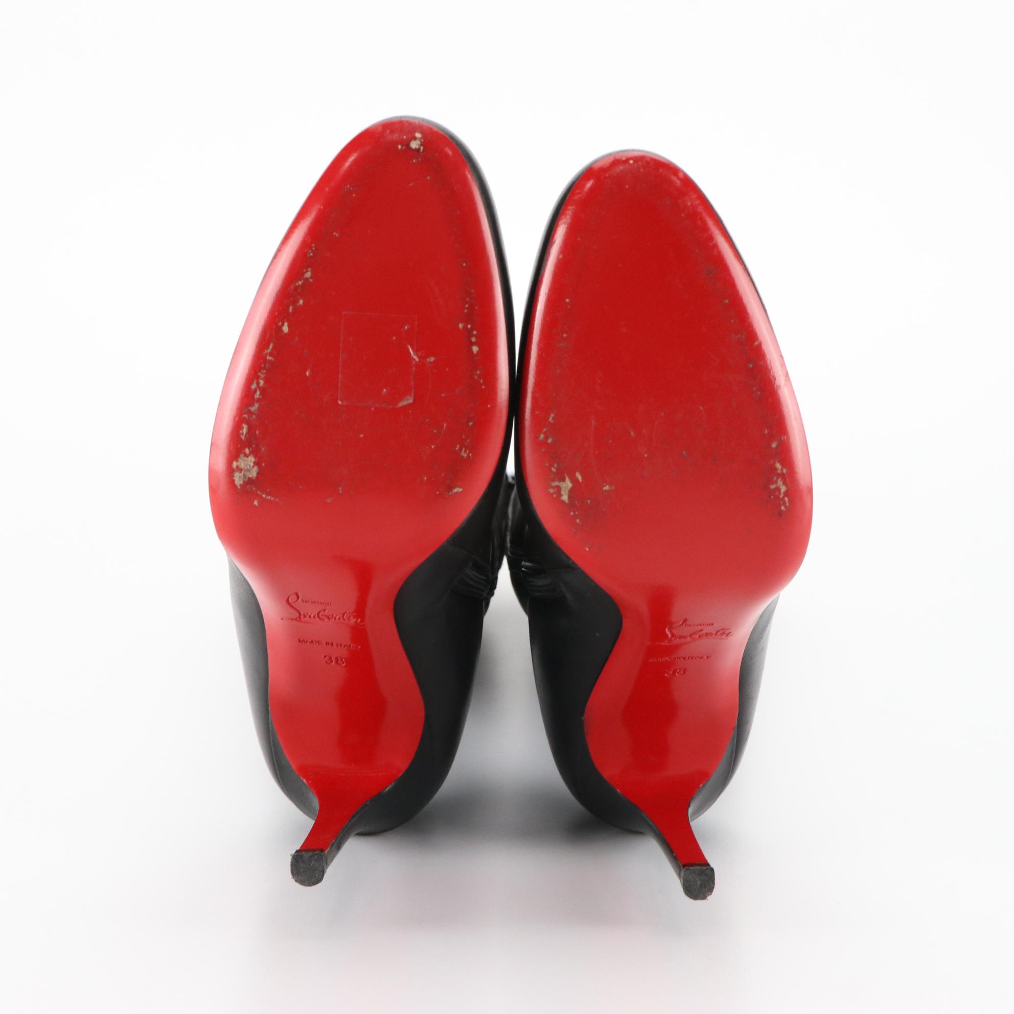 Christian Louboutin High Heel Knee-High Boots in Black Leather