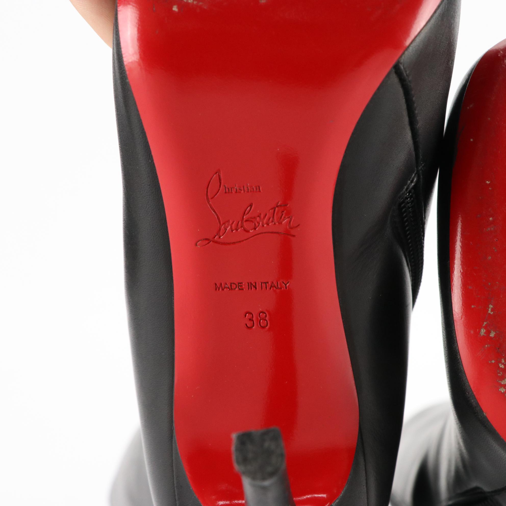 Christian Louboutin High Heel Knee-High Boots in Black Leather