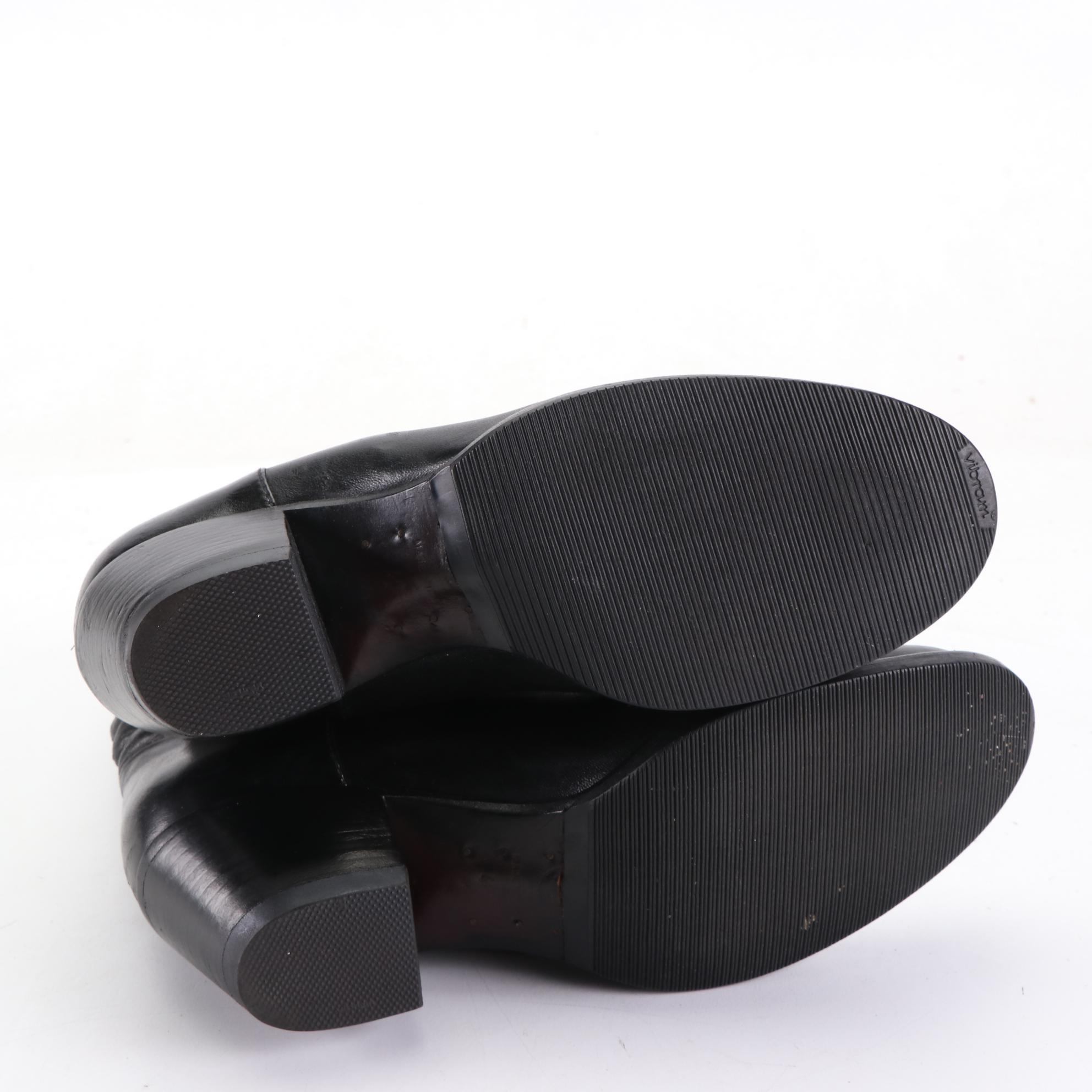 Chanel Western Heel Lambskin Leather Logo Boots with Chain Trim