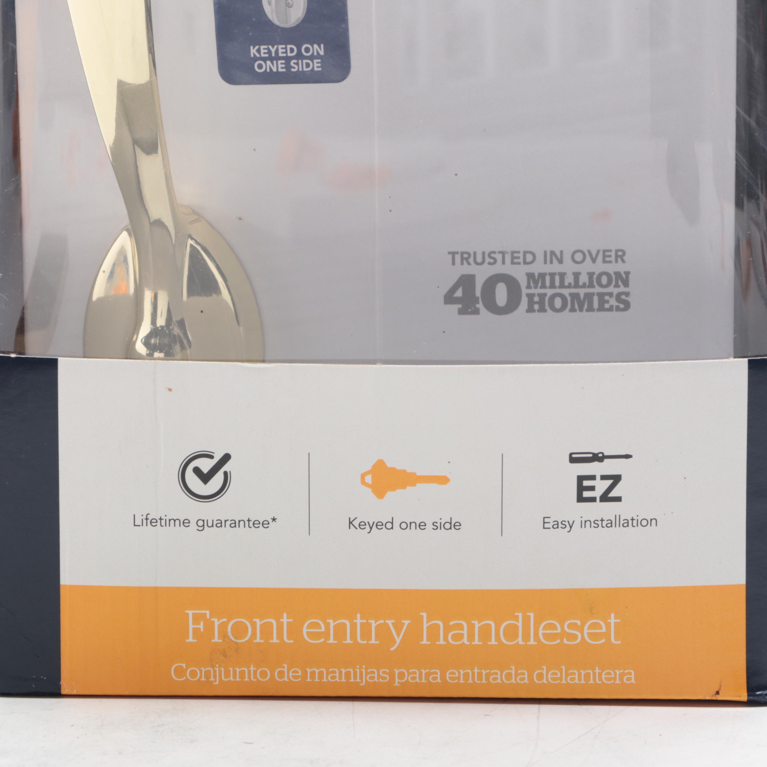 Schlage Brass Finish Front Entry Handle Set