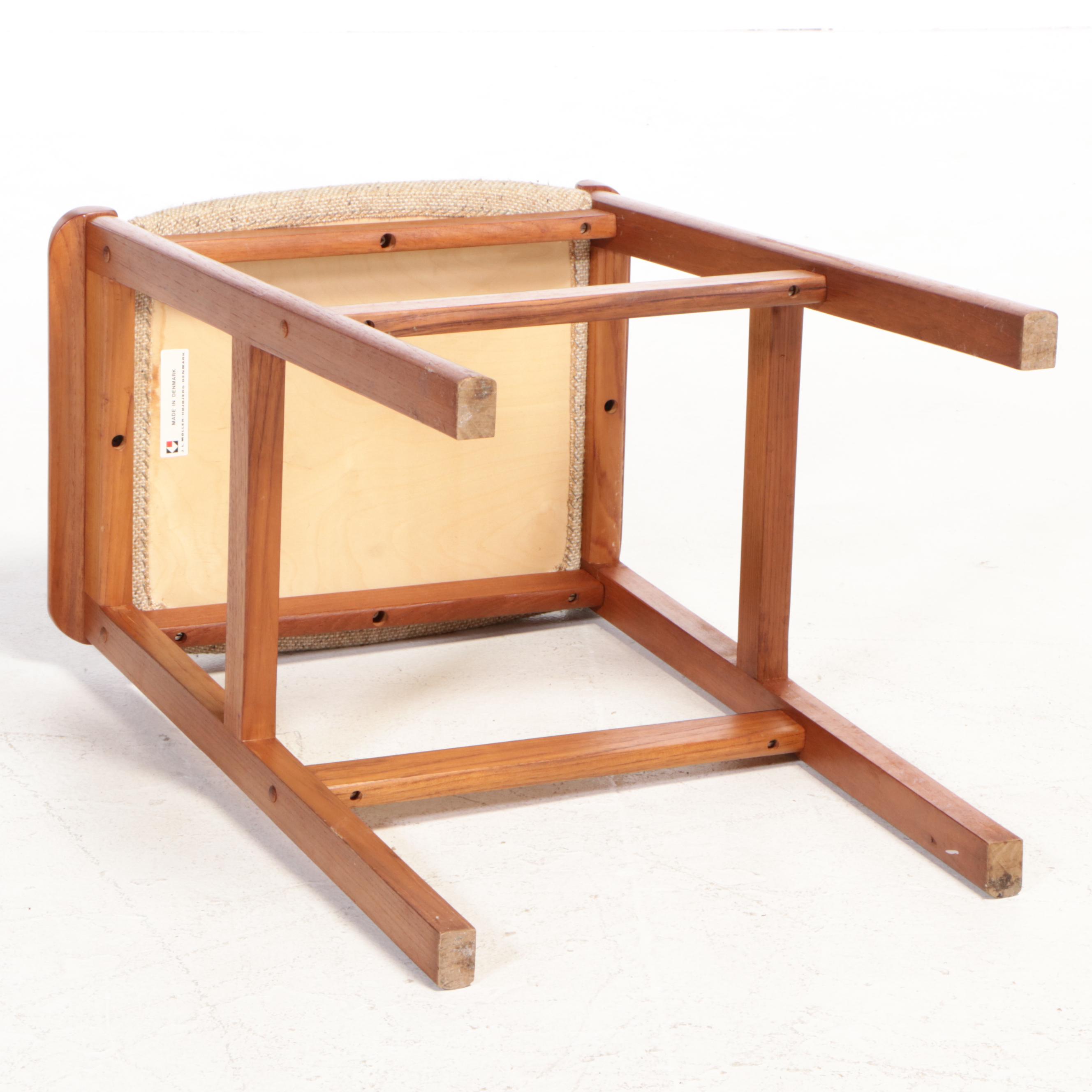 Four J.L. Møller for Højbjerg Danish Modern Teak Bar Stools, circa 1960