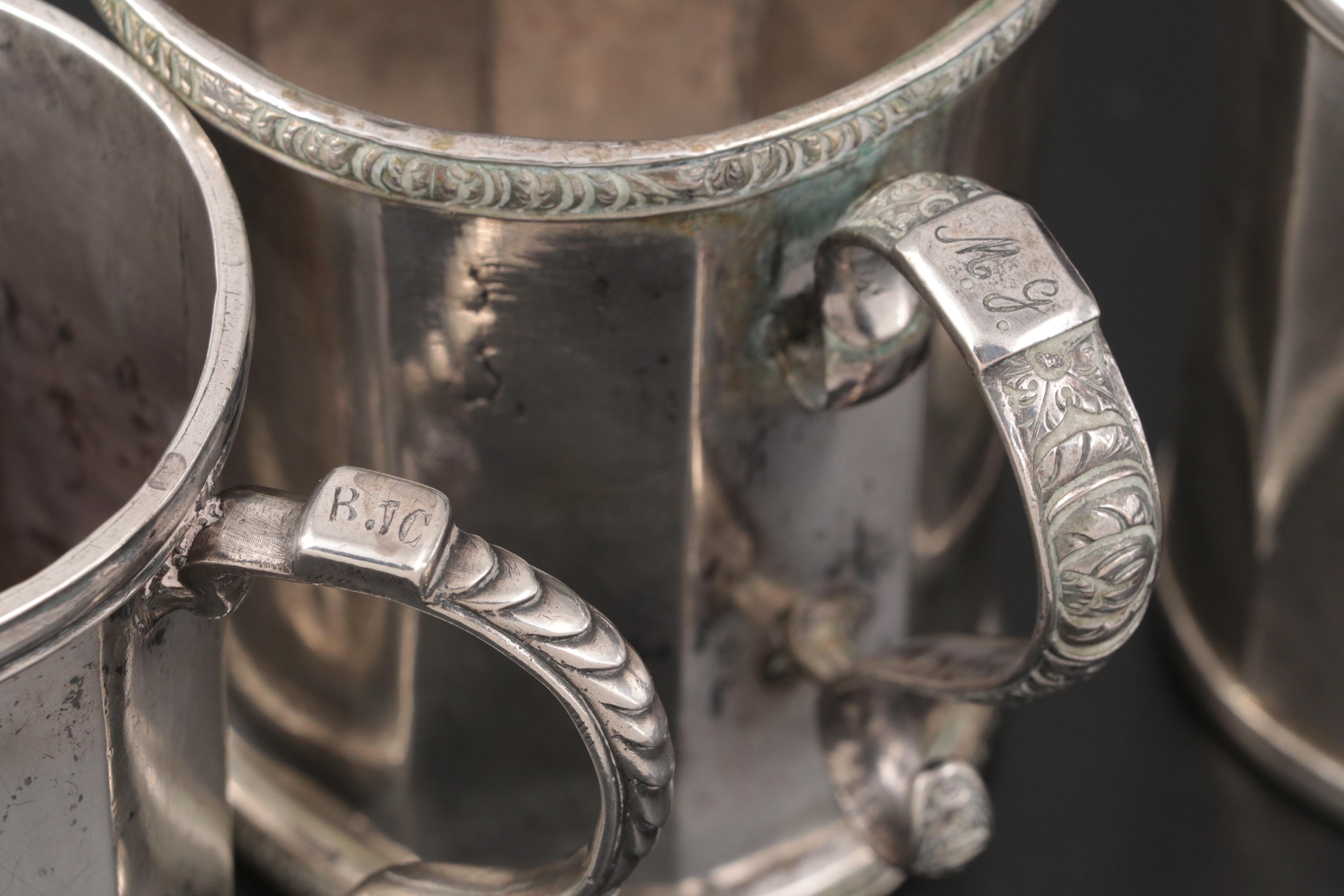 English Old Sheffield Plate Mugs