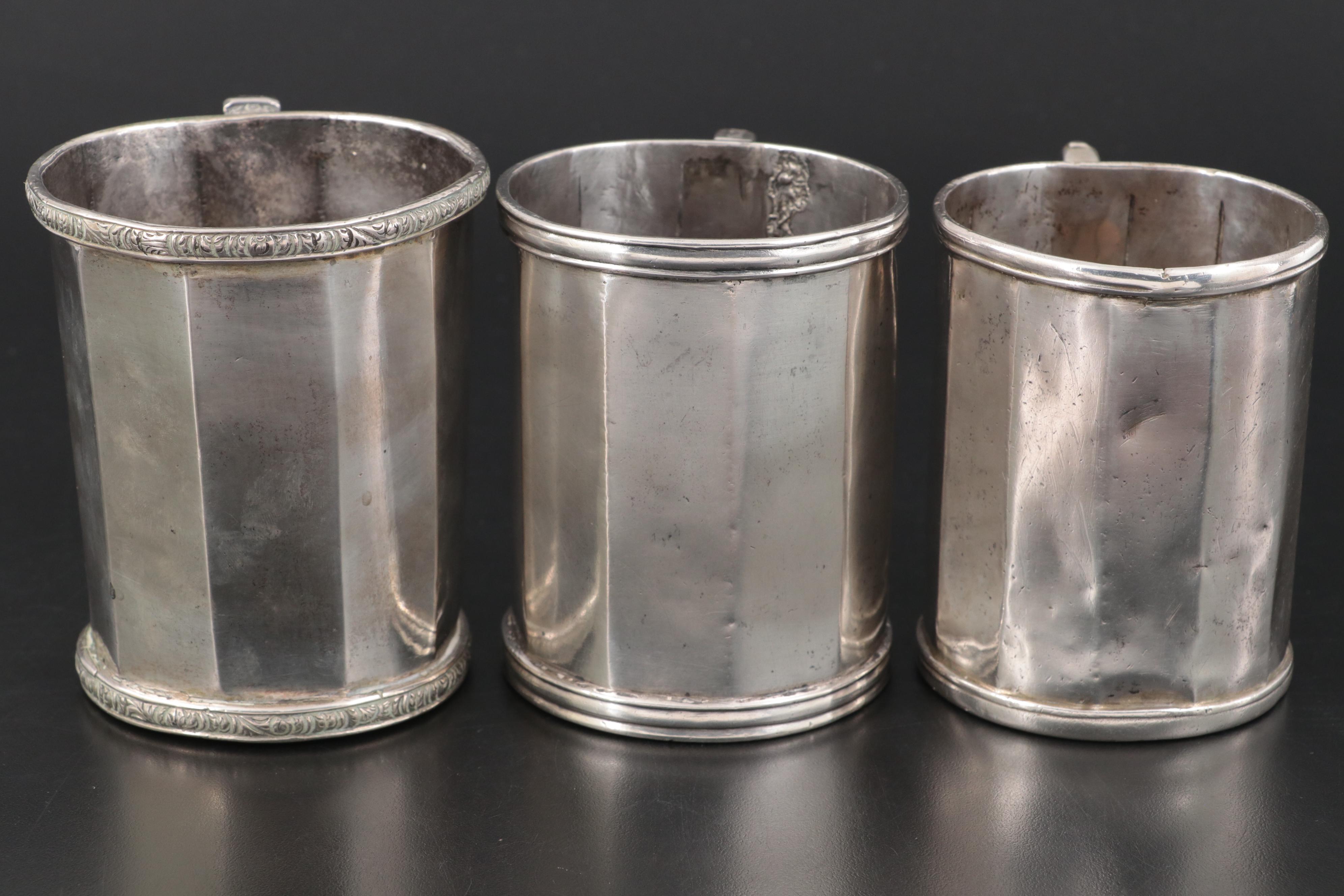 English Old Sheffield Plate Mugs