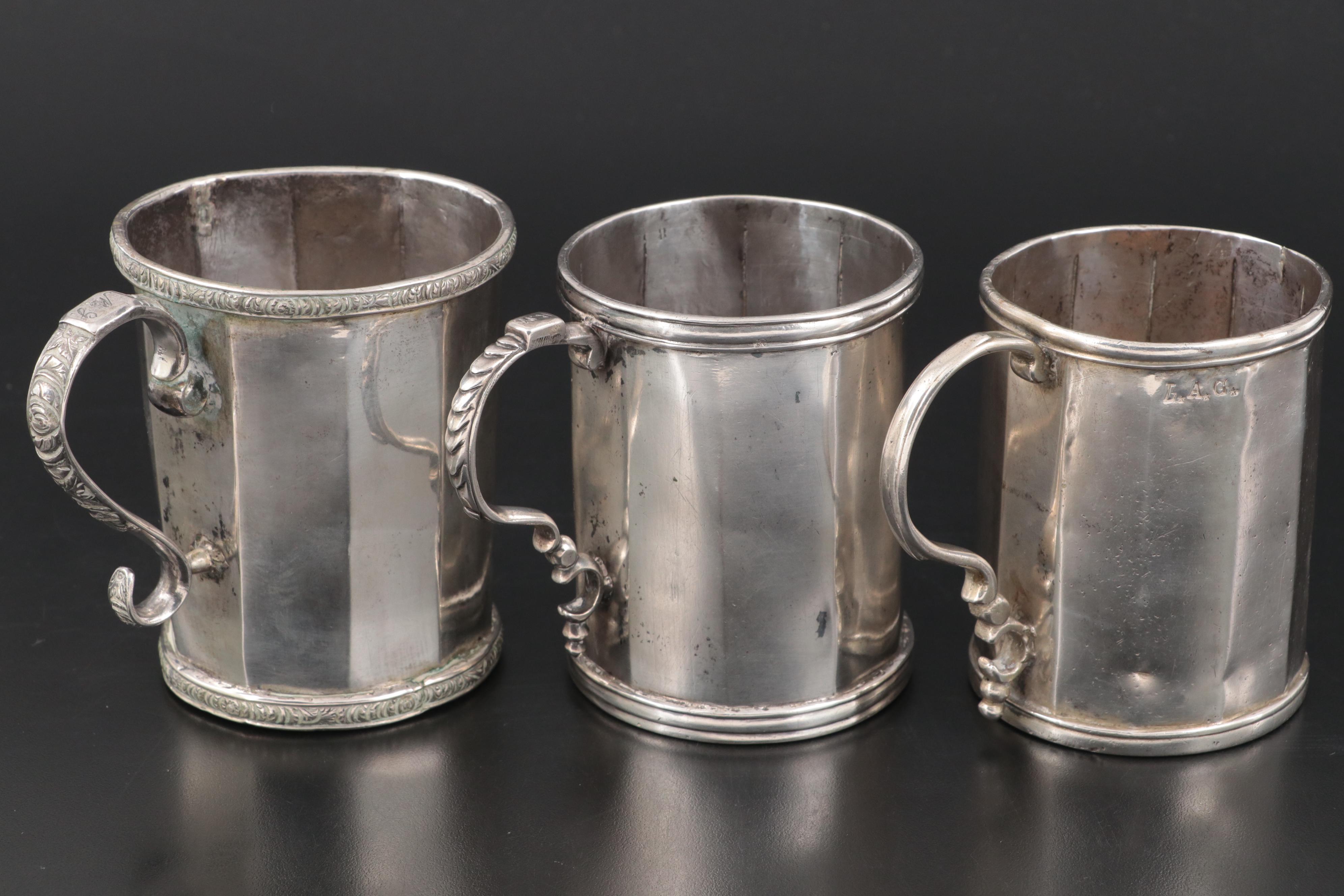 English Old Sheffield Plate Mugs
