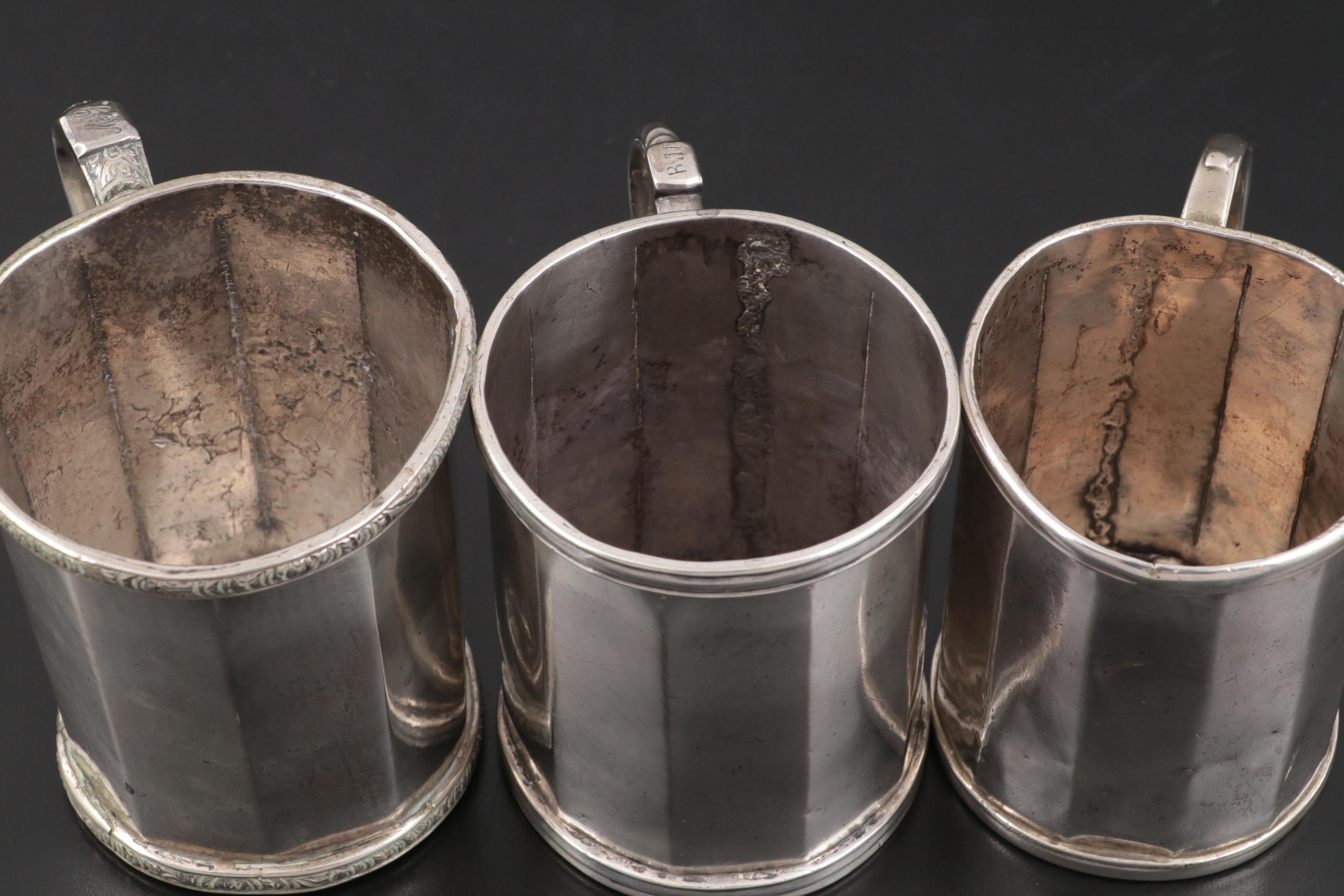 English Old Sheffield Plate Mugs