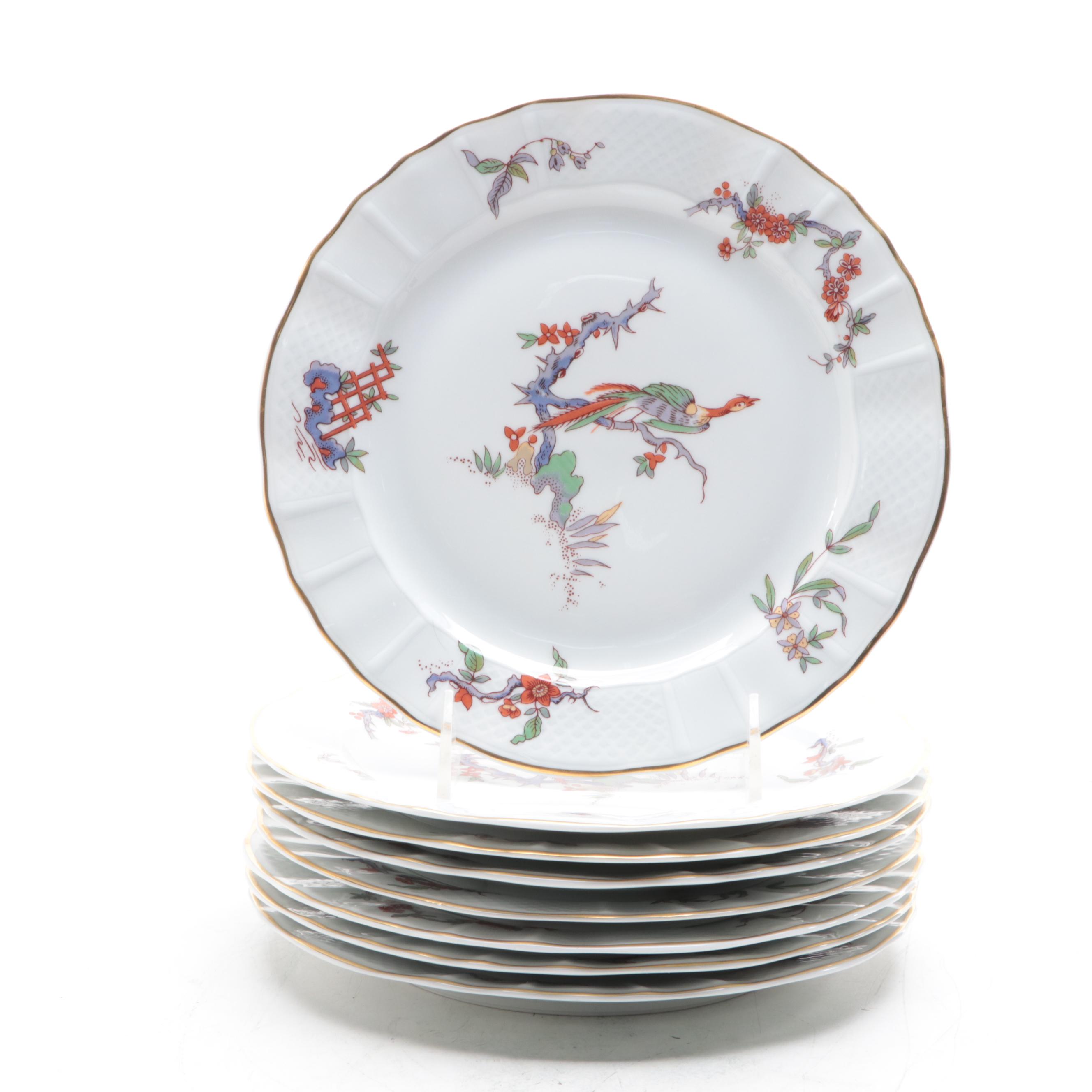 L. Bernardaud & Co. Limoges Porcelain "Conde" Plates with Tole Candle Holders