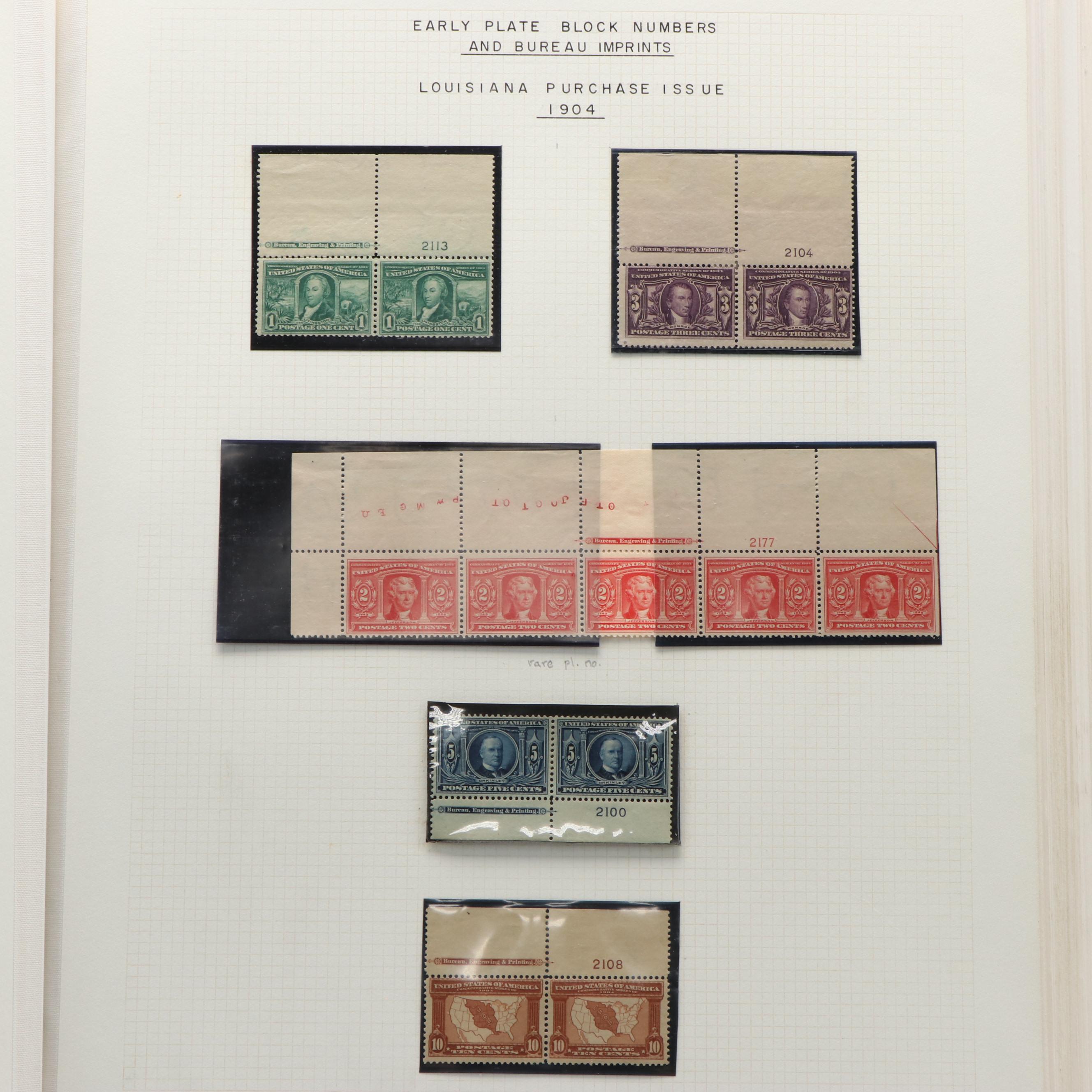 Large Album of U.S. Postage Stamp Plate Blocks, 1900s to 1970s
