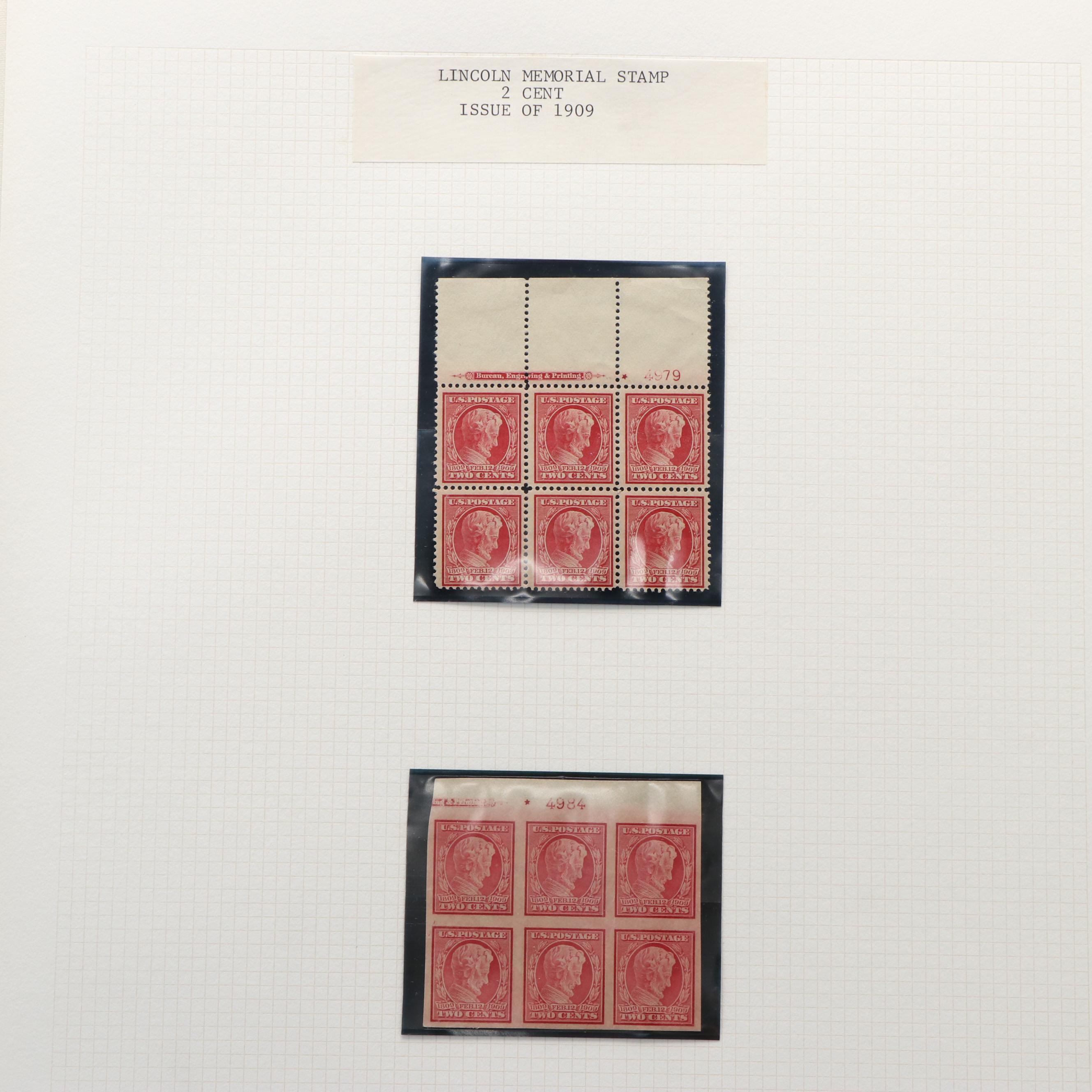 Large Album of U.S. Postage Stamp Plate Blocks, 1900s to 1970s