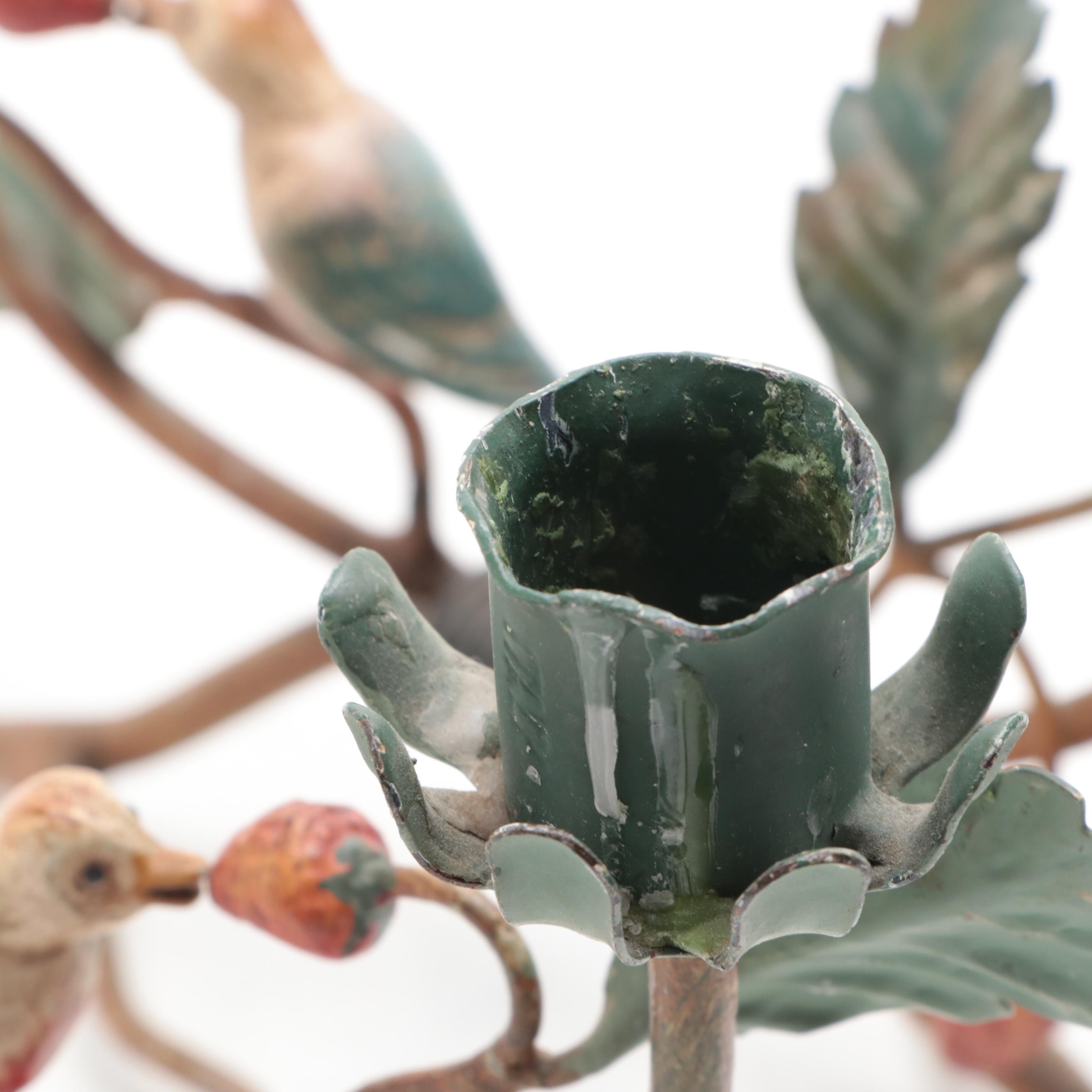 L. Bernardaud & Co. Limoges Porcelain "Conde" Plates with Tole Candle Holders