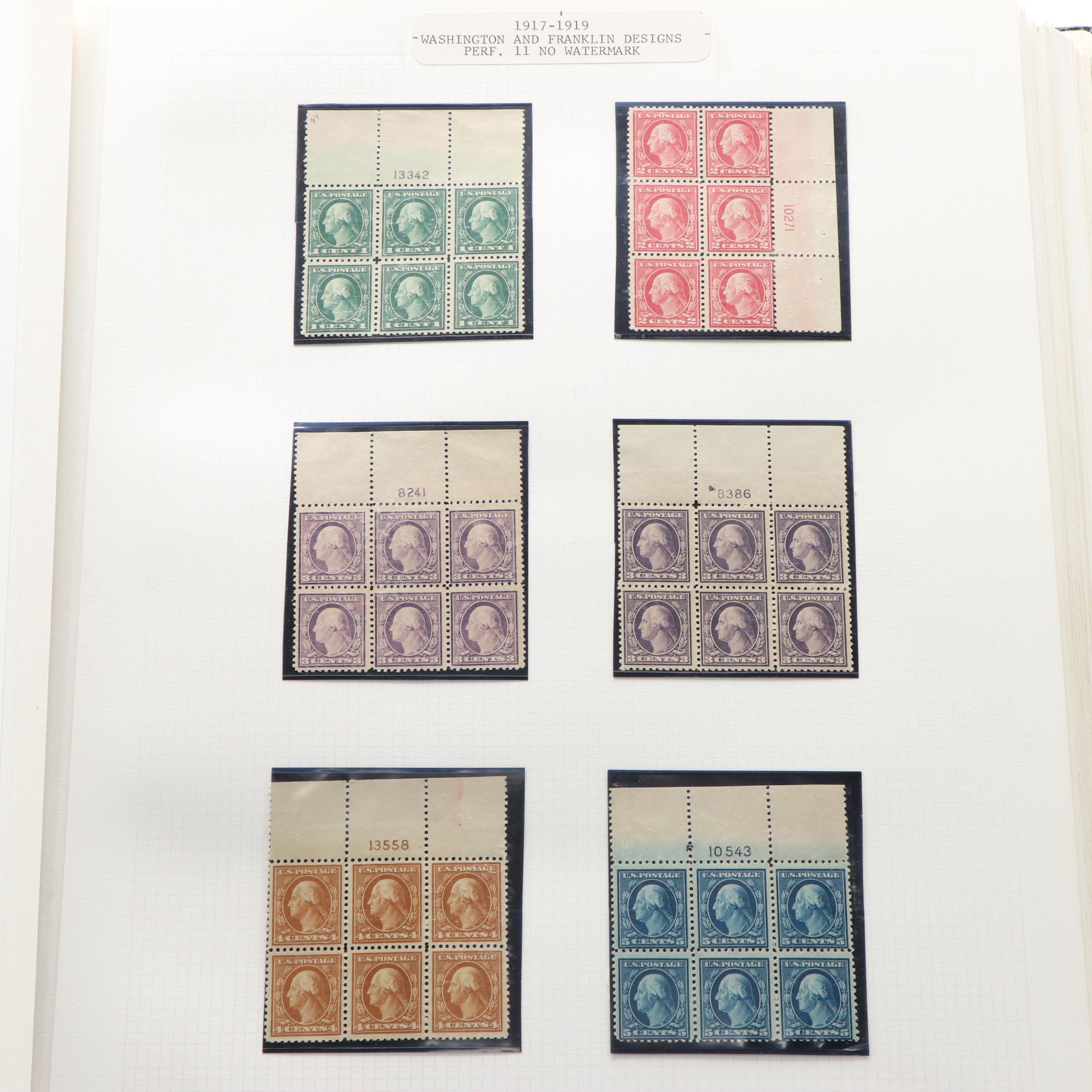 Large Album of U.S. Postage Stamp Plate Blocks, 1900s to 1970s