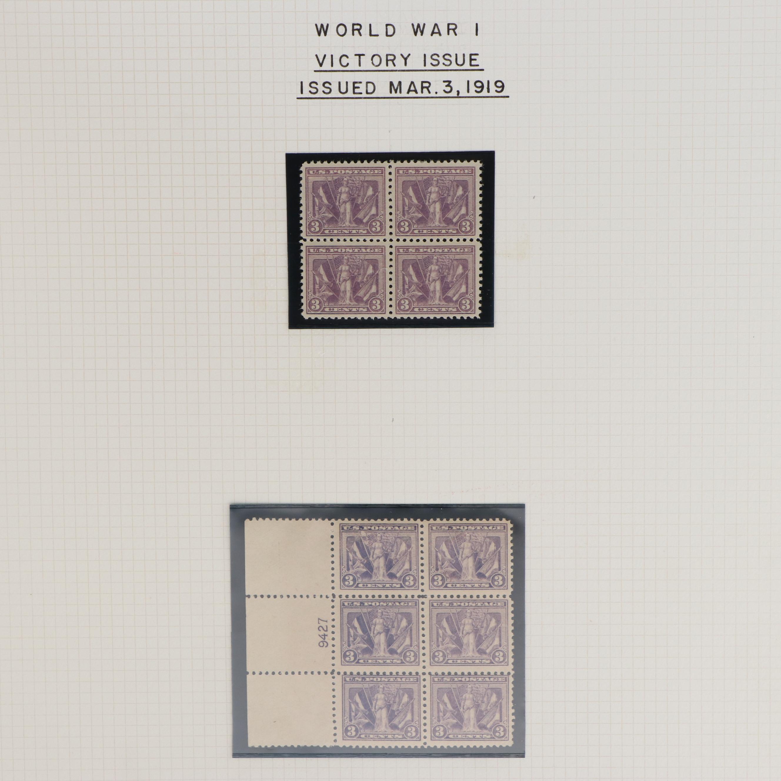 Large Album of U.S. Postage Stamp Plate Blocks, 1900s to 1970s