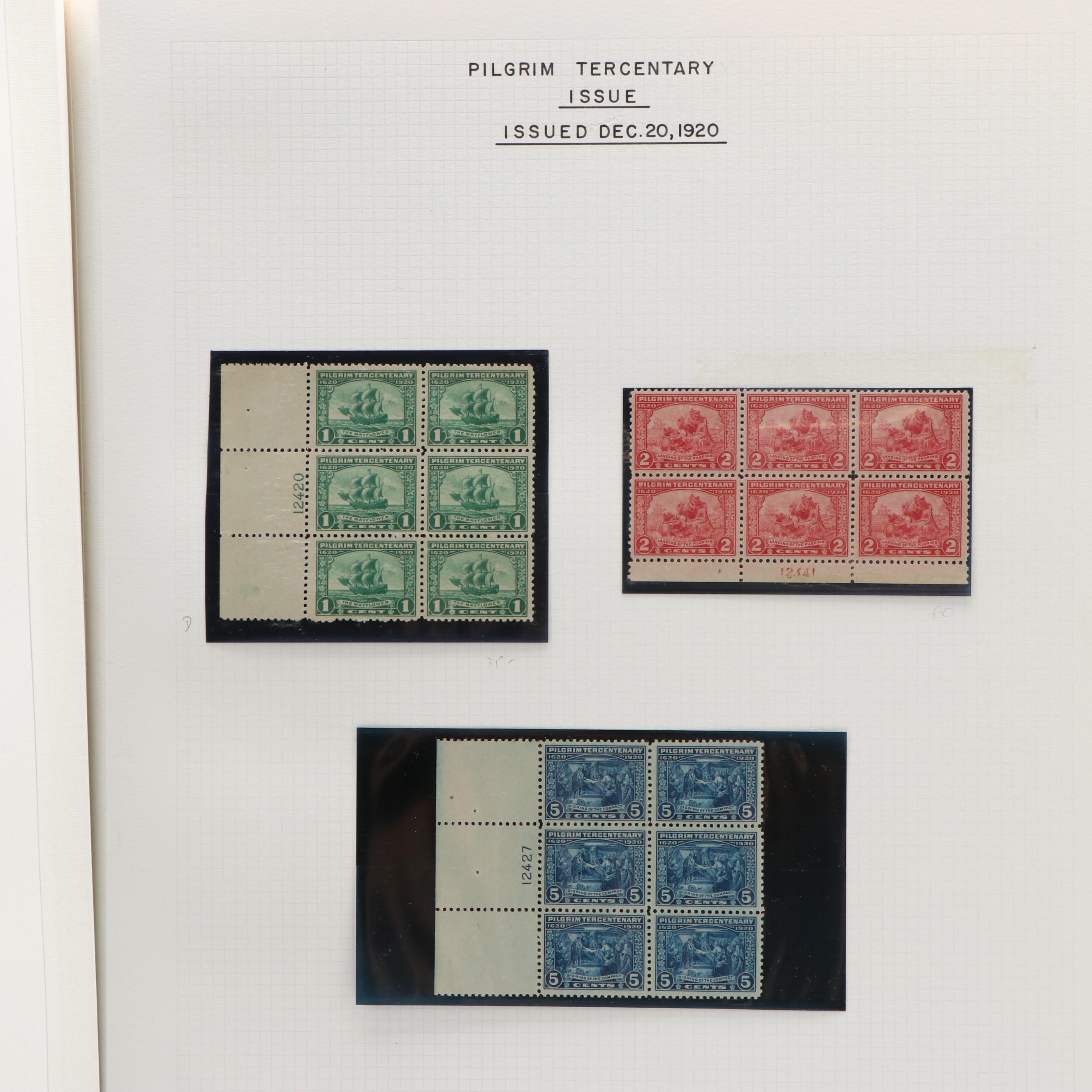 Large Album of U.S. Postage Stamp Plate Blocks, 1900s to 1970s