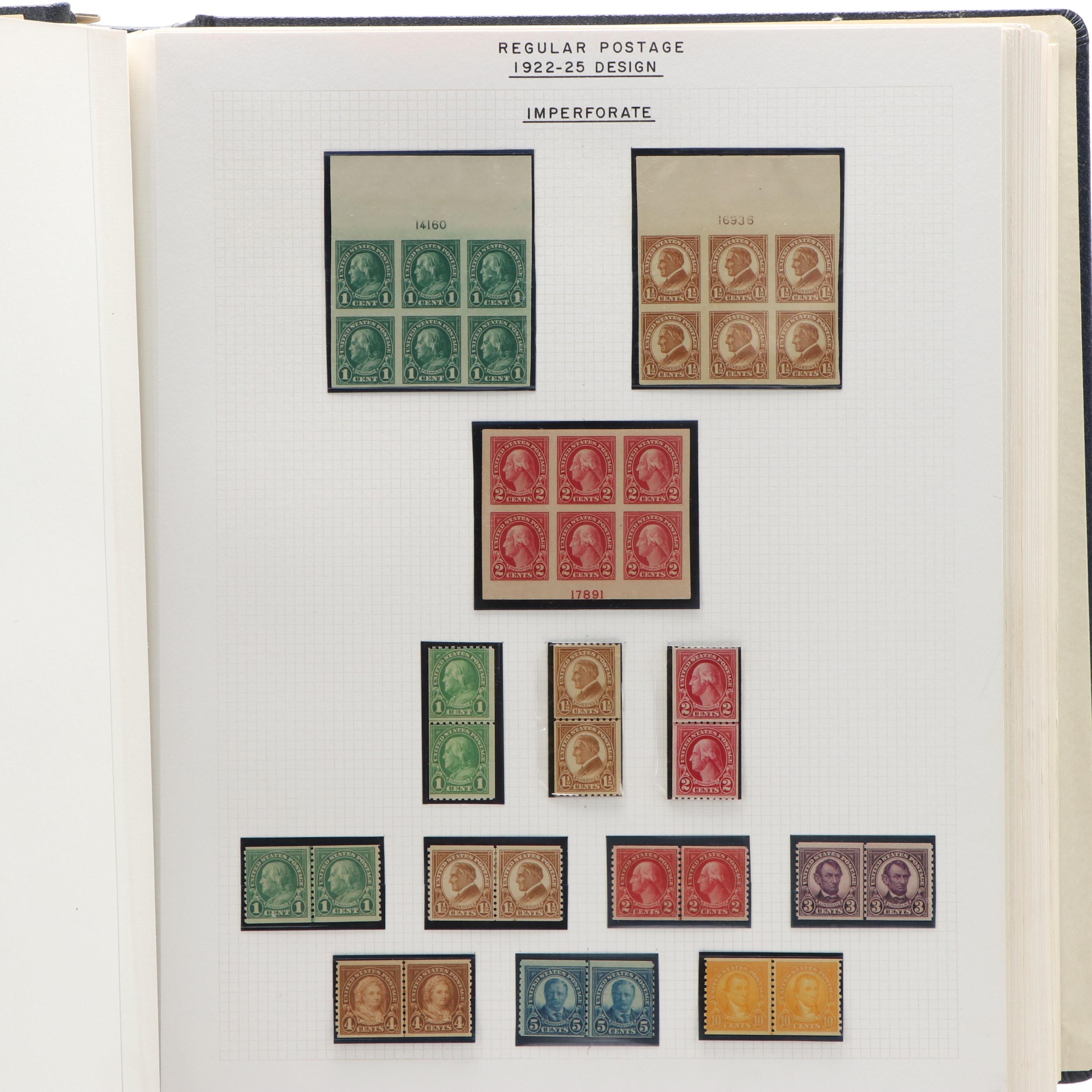 Large Album of U.S. Postage Stamp Plate Blocks, 1900s to 1970s