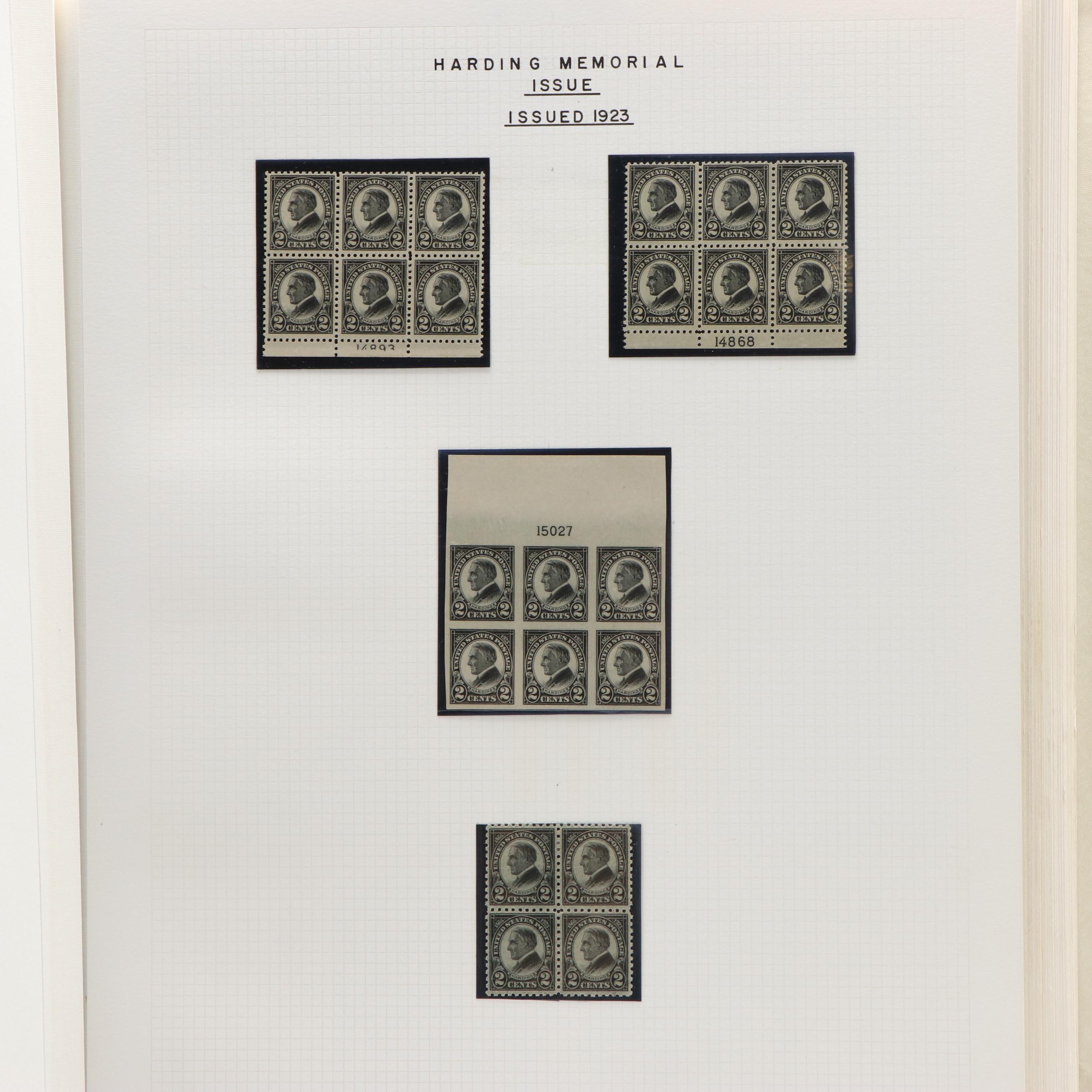 Large Album of U.S. Postage Stamp Plate Blocks, 1900s to 1970s