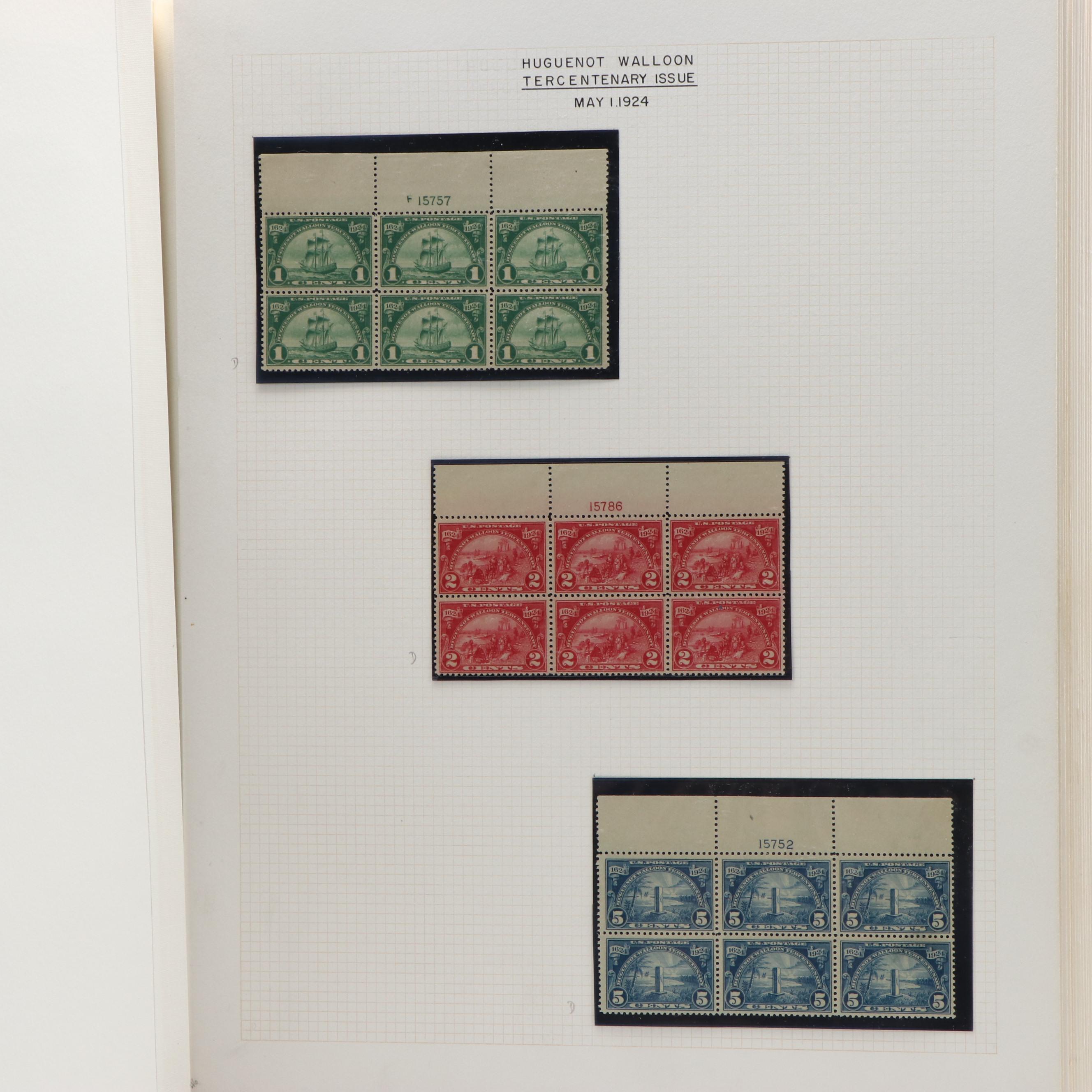 Large Album of U.S. Postage Stamp Plate Blocks, 1900s to 1970s