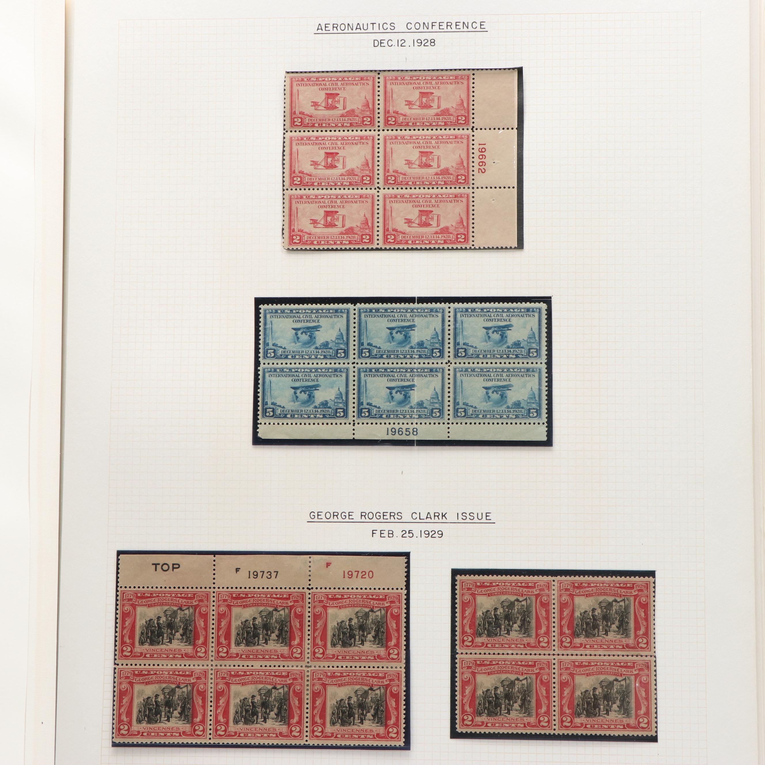 Large Album of U.S. Postage Stamp Plate Blocks, 1900s to 1970s