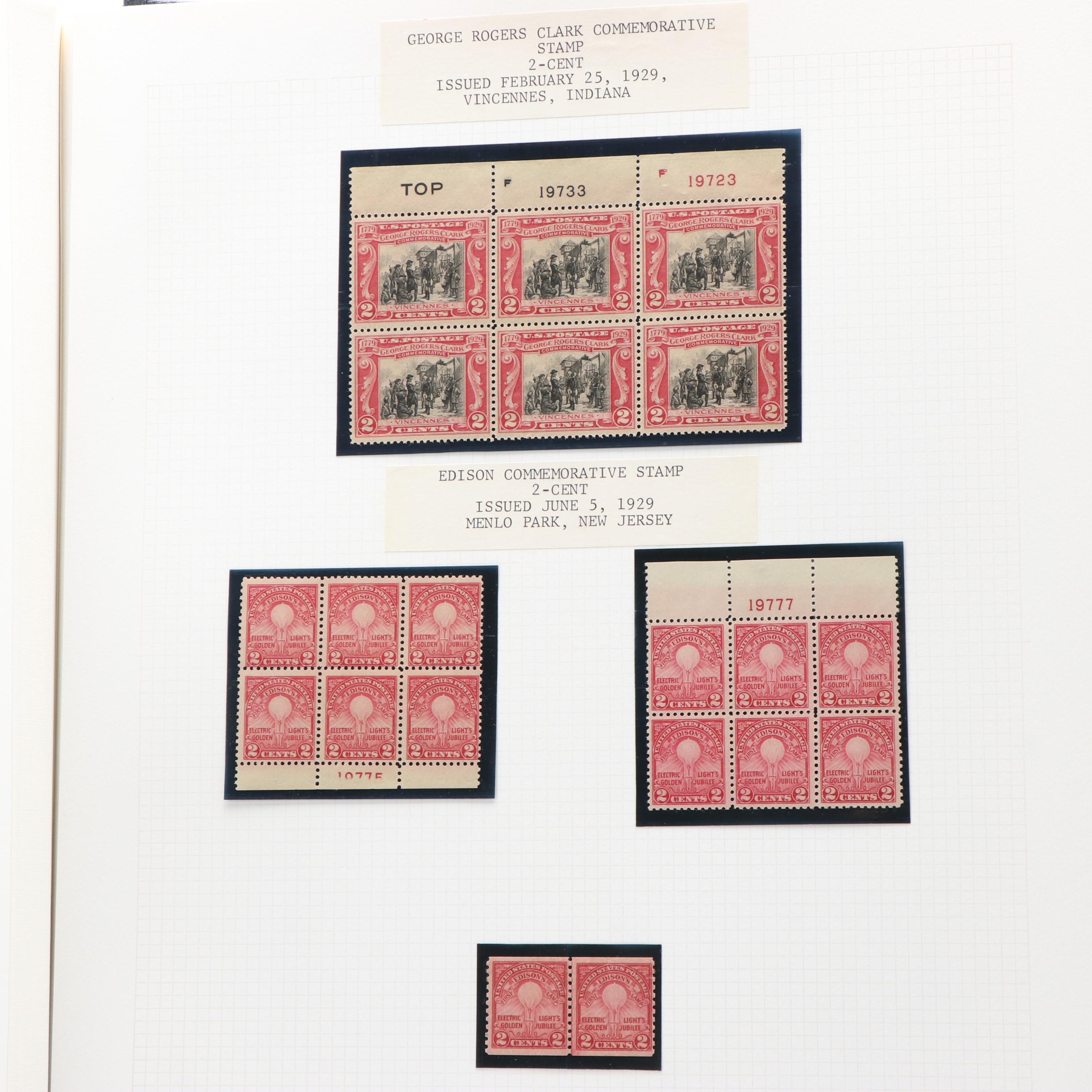 Large Album of U.S. Postage Stamp Plate Blocks, 1900s to 1970s