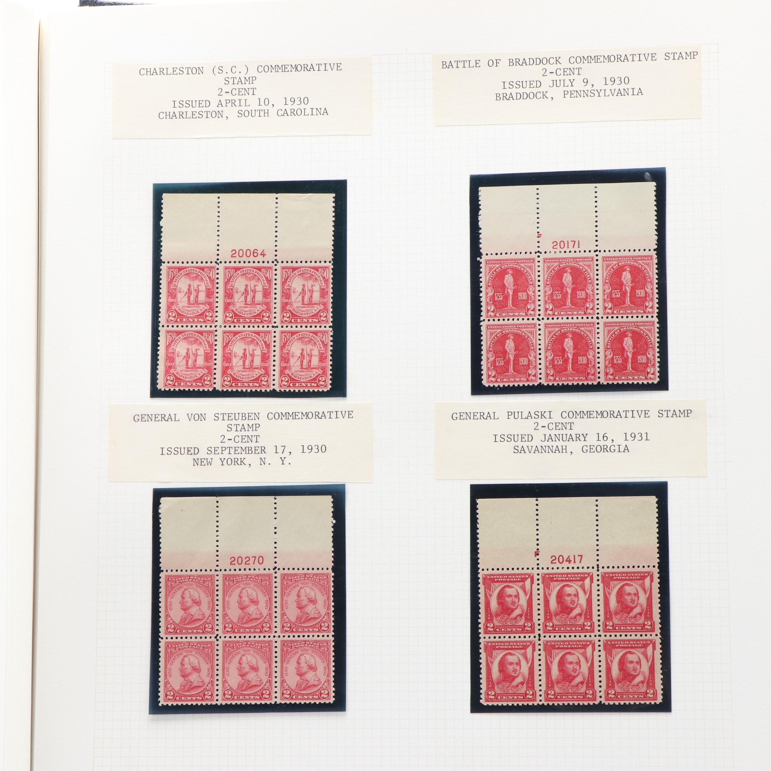 Large Album of U.S. Postage Stamp Plate Blocks, 1900s to 1970s