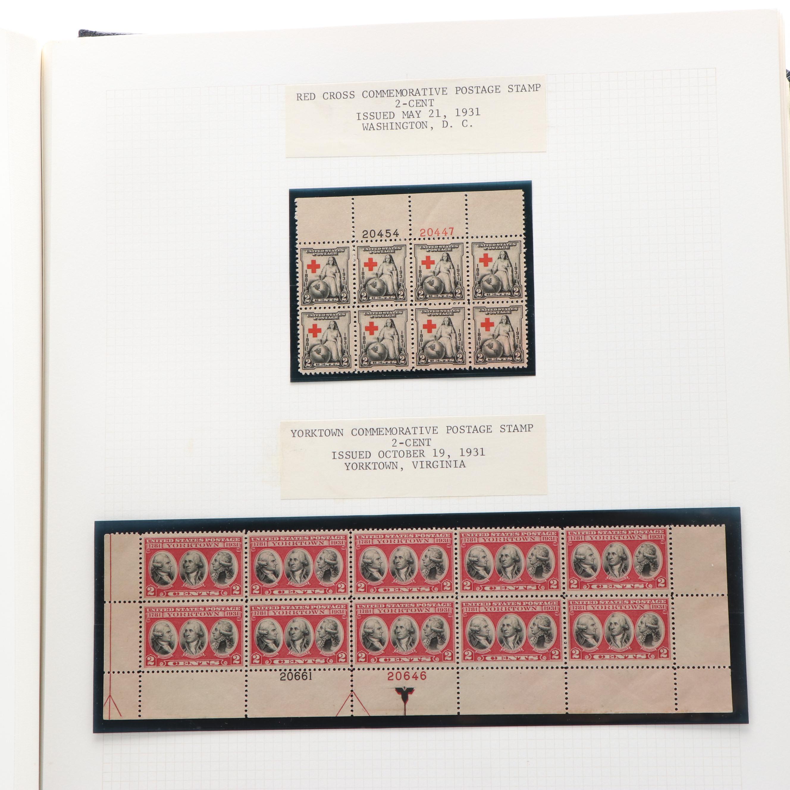 Large Album of U.S. Postage Stamp Plate Blocks, 1900s to 1970s