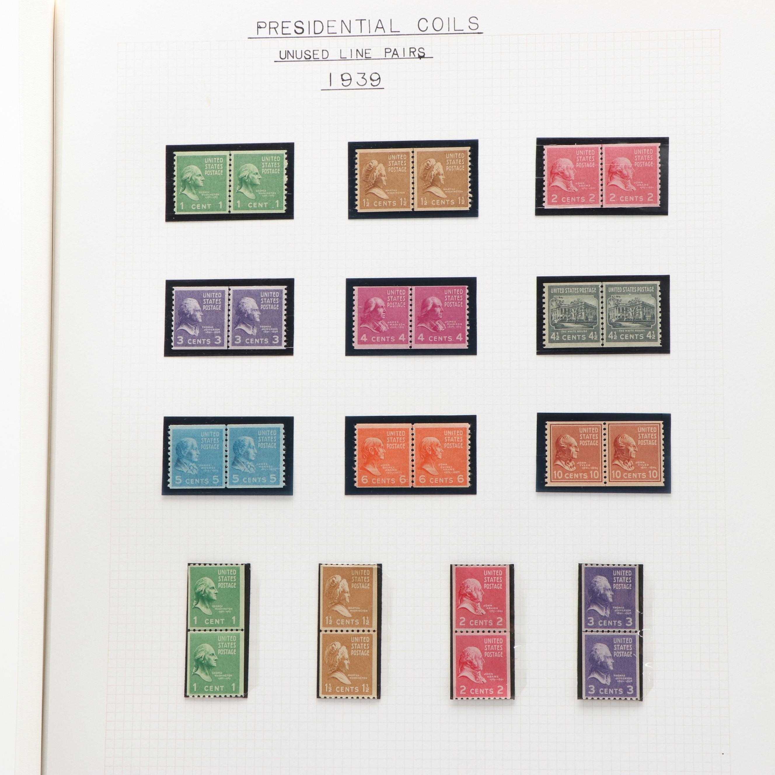 Large Album of U.S. Postage Stamp Plate Blocks, 1900s to 1970s